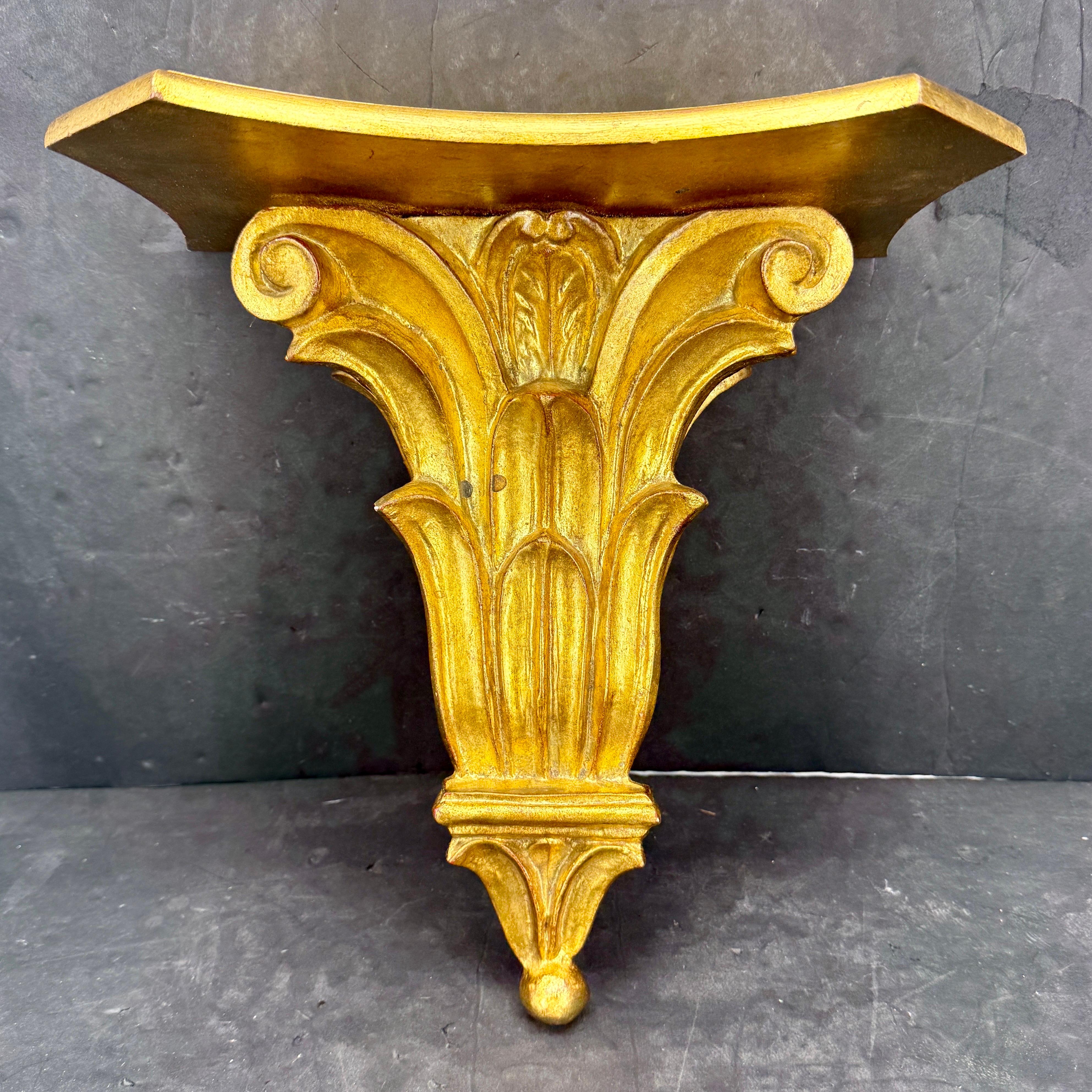 Rococo Large Italian Florentine Architectural Gilt Wall Shelf Bracket For Sale