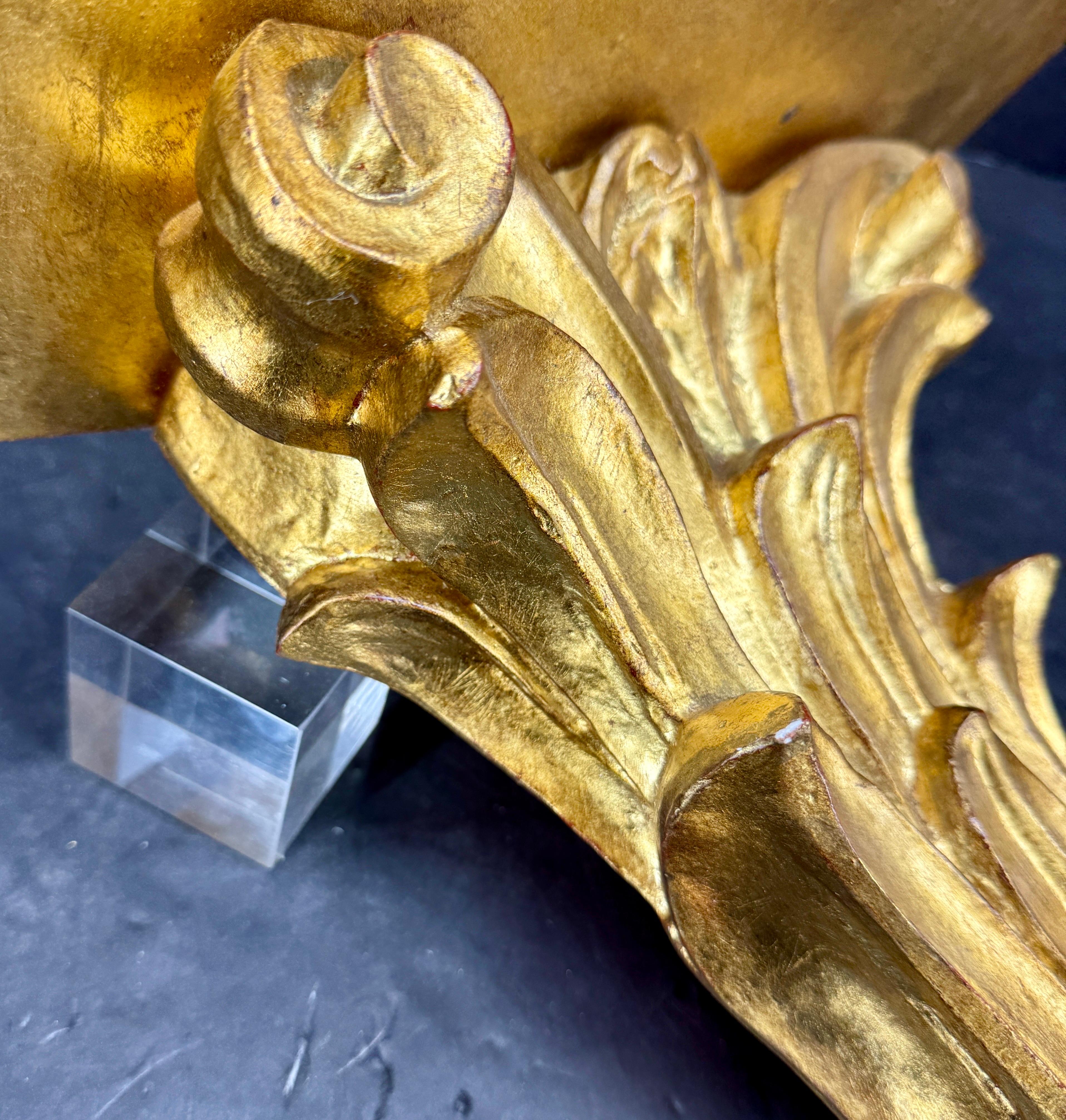 Large Italian Florentine Architectural Gilt Wall Shelf Bracket For Sale 1