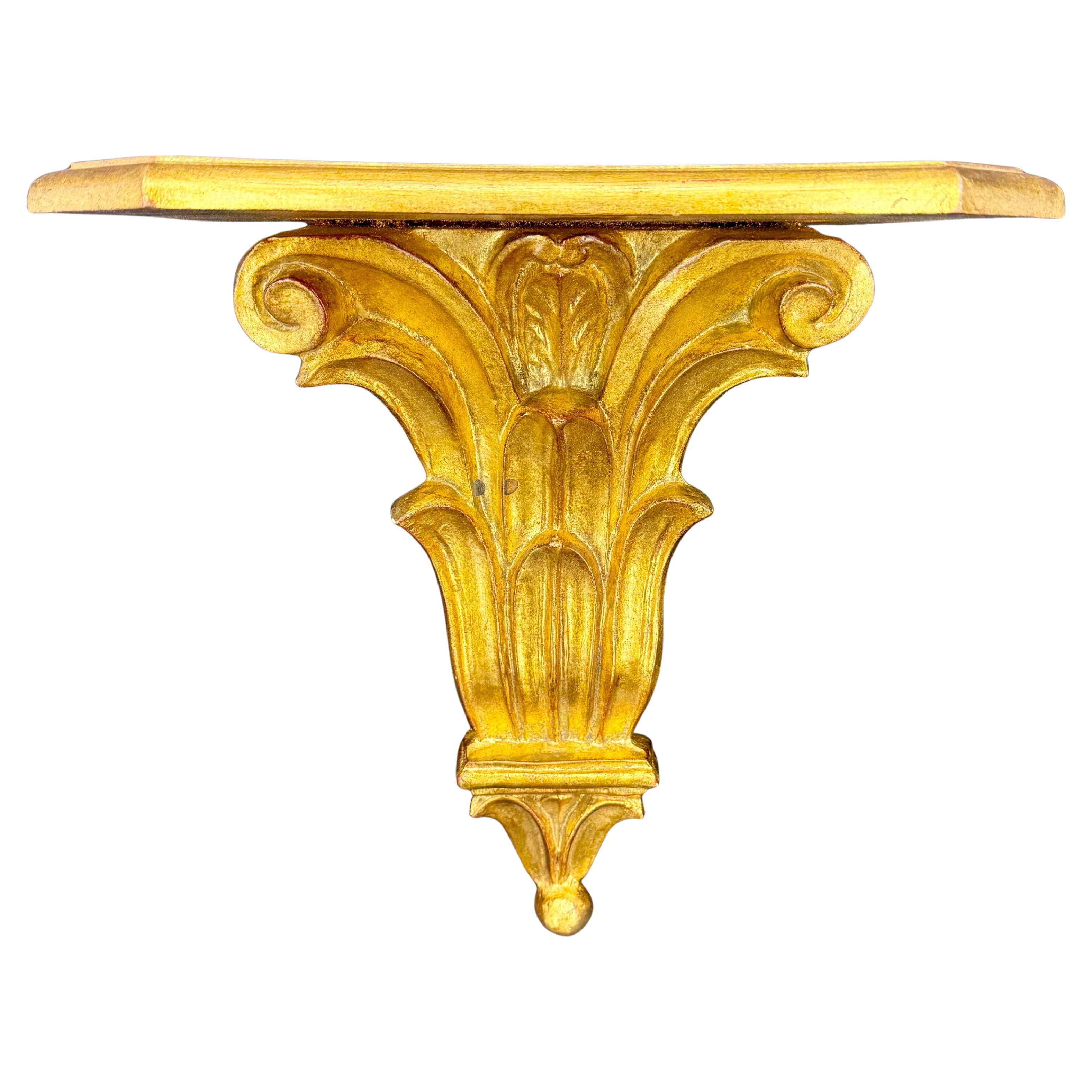 Large Italian Florentine Architectural Gilt Wall Shelf Bracket For Sale