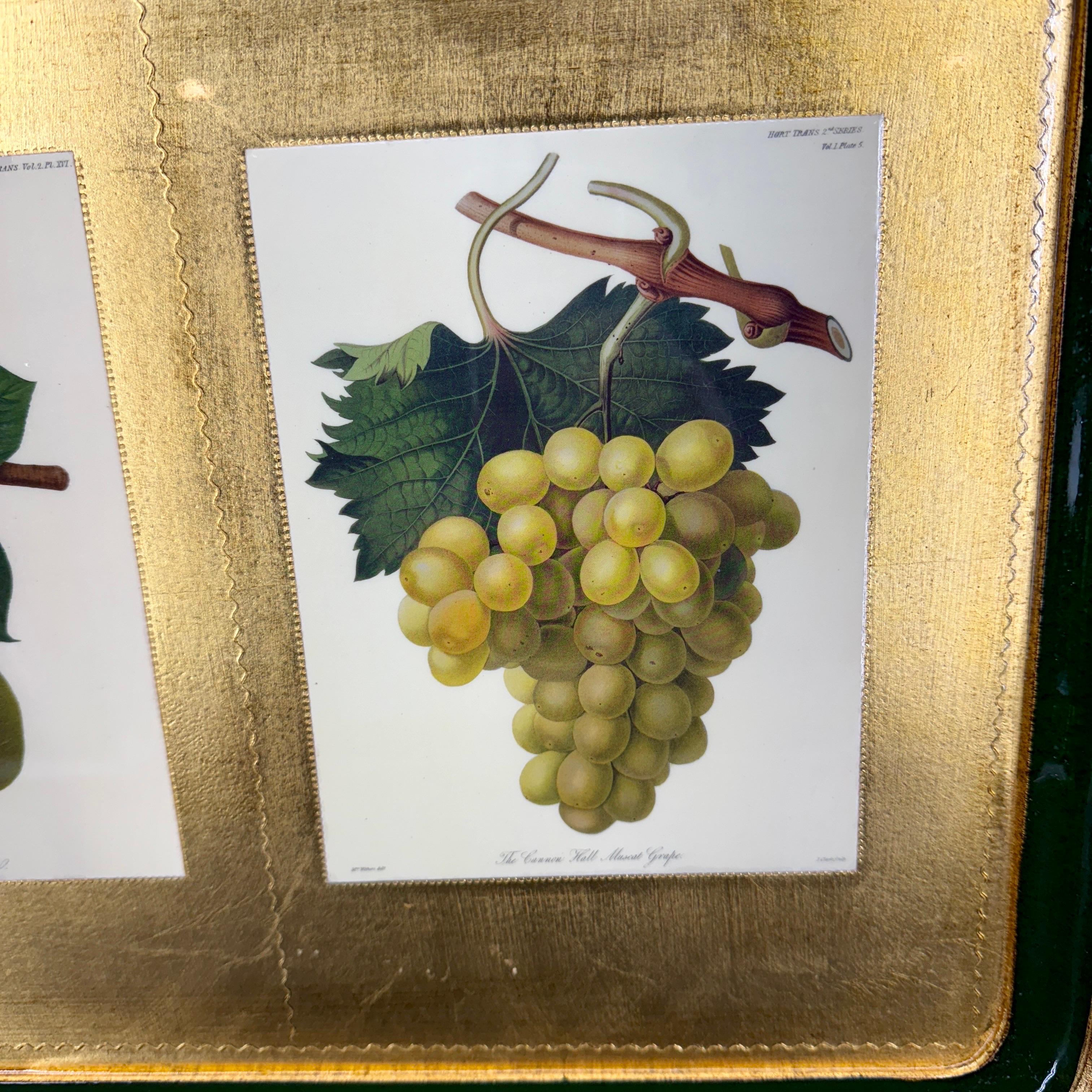 Bois Large Italian Florentine Gilt Wood Gold Tray with Fruits en vente