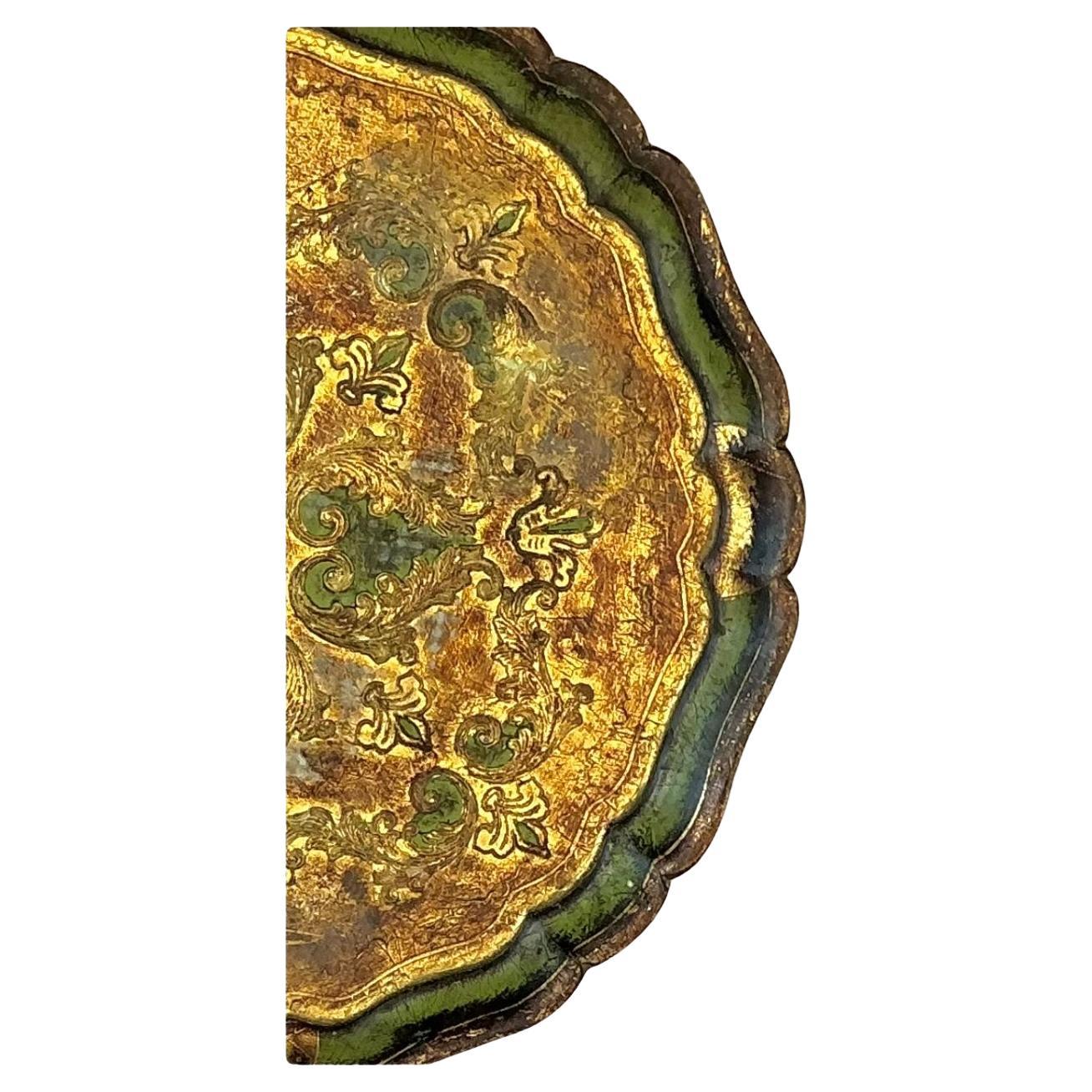 Baroque Revival Large Italian Florentine Giltwood Decorative Tray For Sale