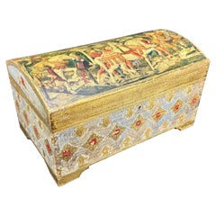 Large Italian Florentine Giltwood Painted Domed Shaped Box