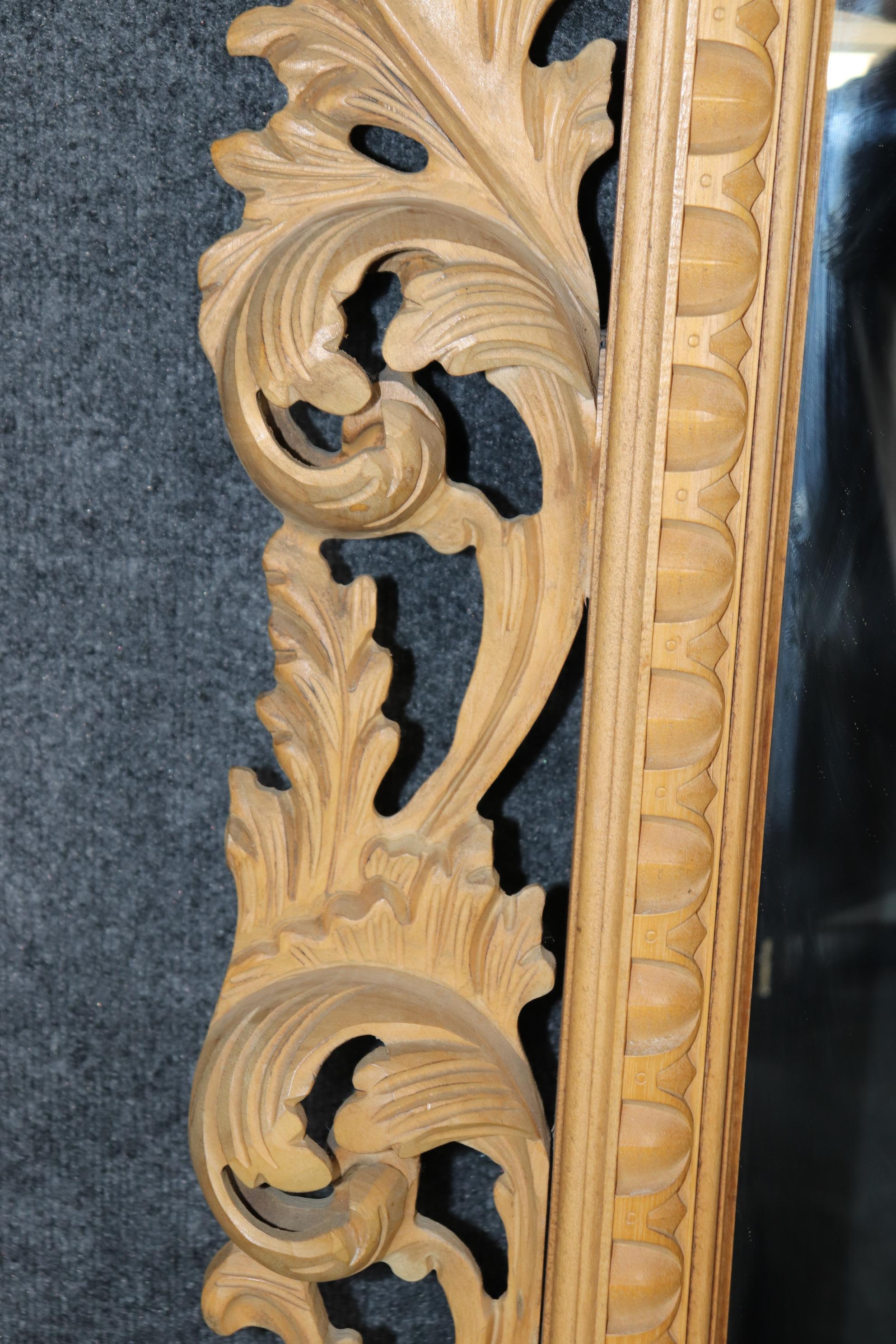 Unknown Large Italian Florentine Rococo Style Carved Pine Wall Mirror