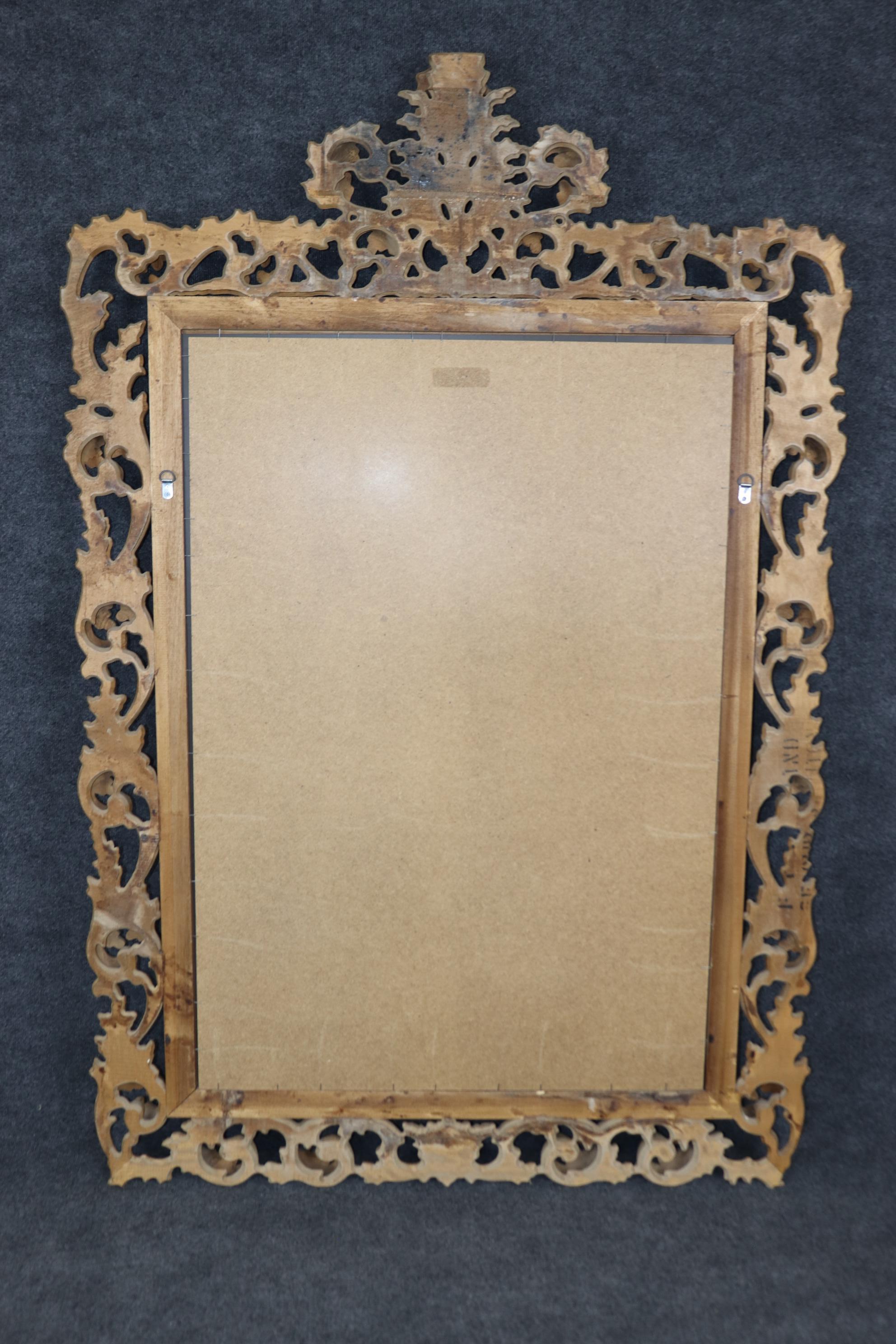 Large Italian Florentine Rococo Style Carved Pine Wall Mirror 1
