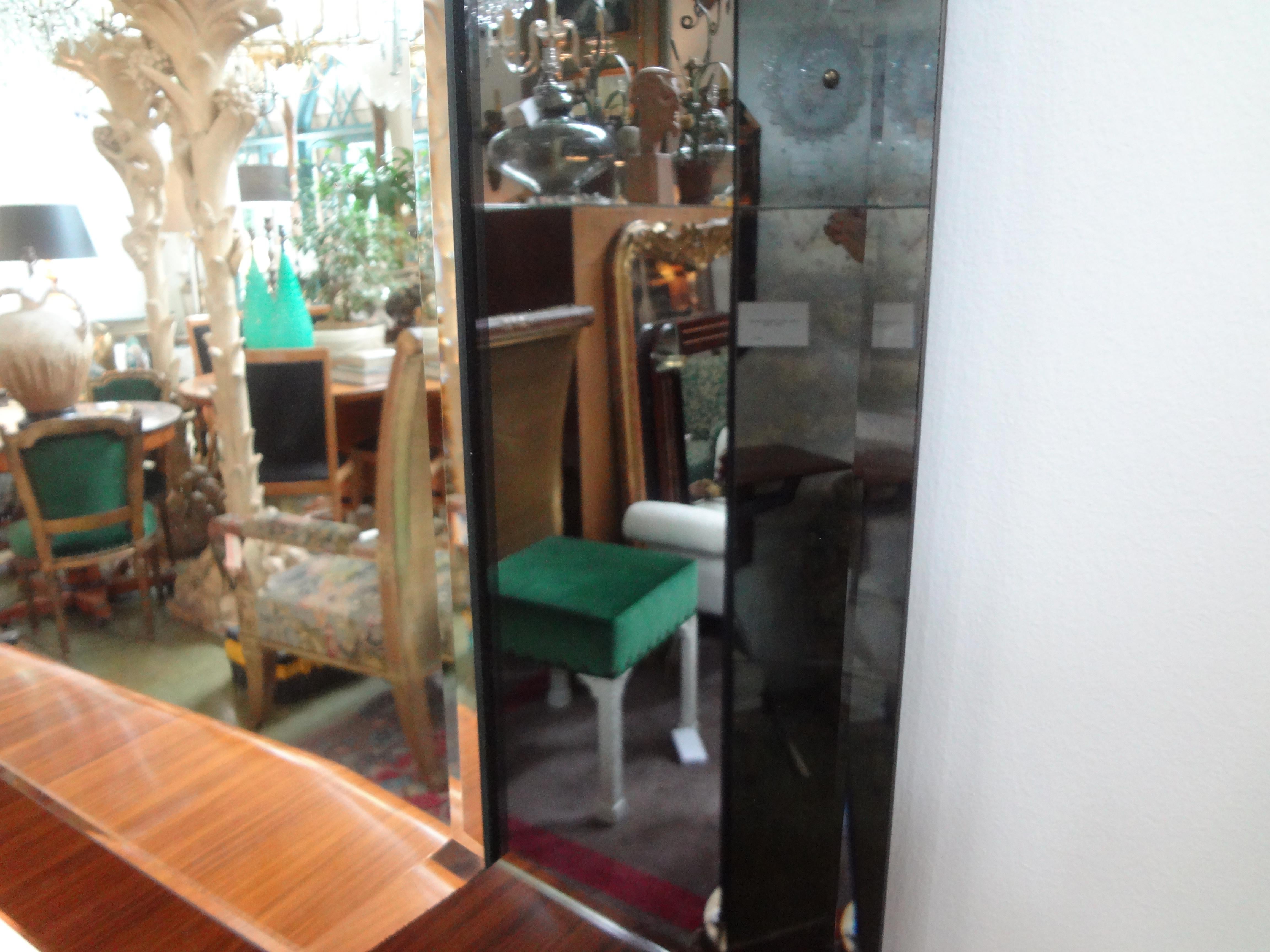 Large Italian Fontana Arte Style Horizontal Beveled Mirror For Sale 2