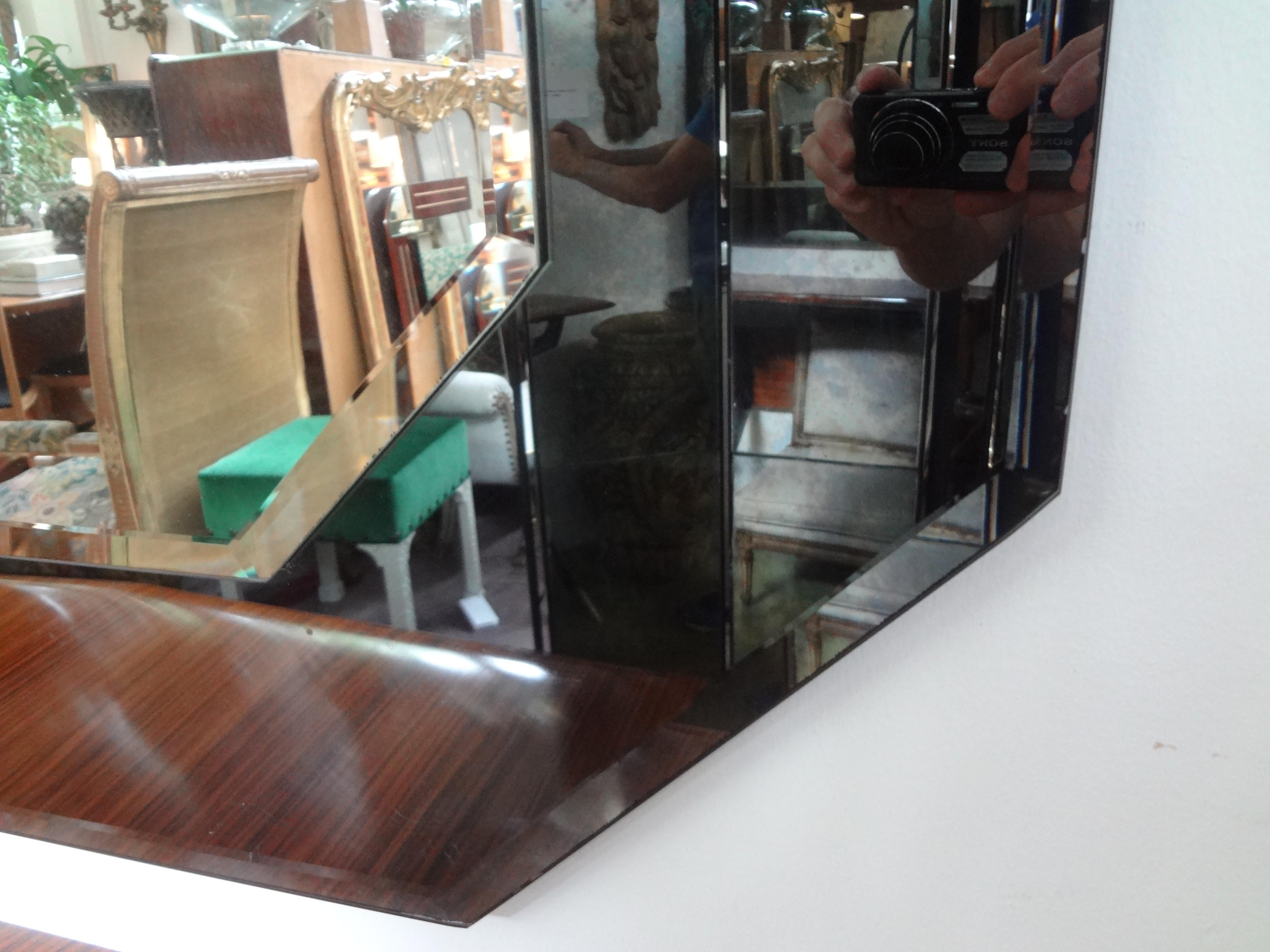 Large Italian Fontana Arte Style Horizontal Beveled Mirror For Sale 3