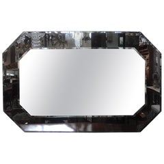 Large Italian Fontana Arte Style Horizontal Beveled Mirror