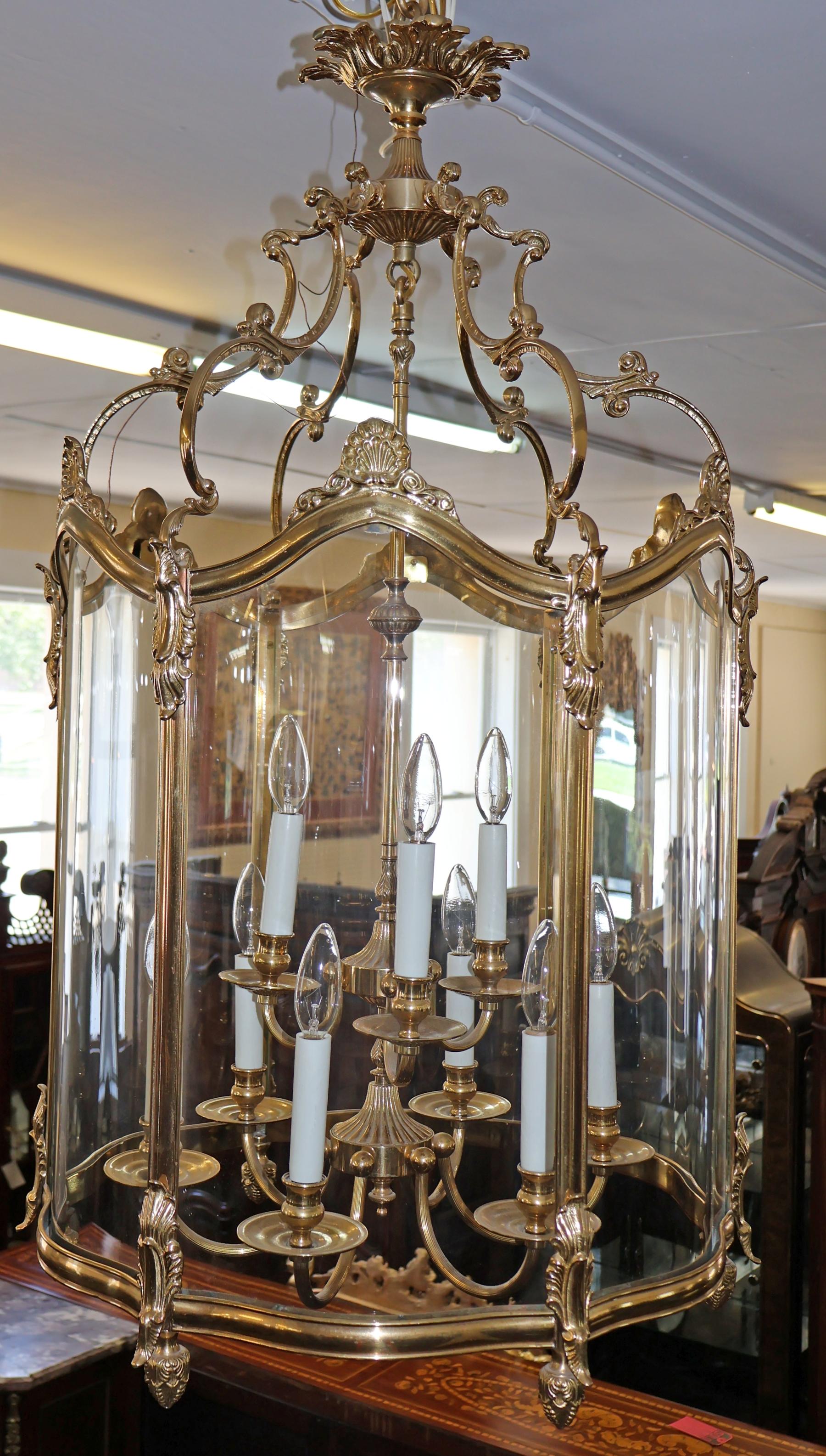 Große italienische Französisch Louis XVI Stil Messing Glas Kronleuchter Laterne (21. Jahrhundert und zeitgenössisch) im Angebot