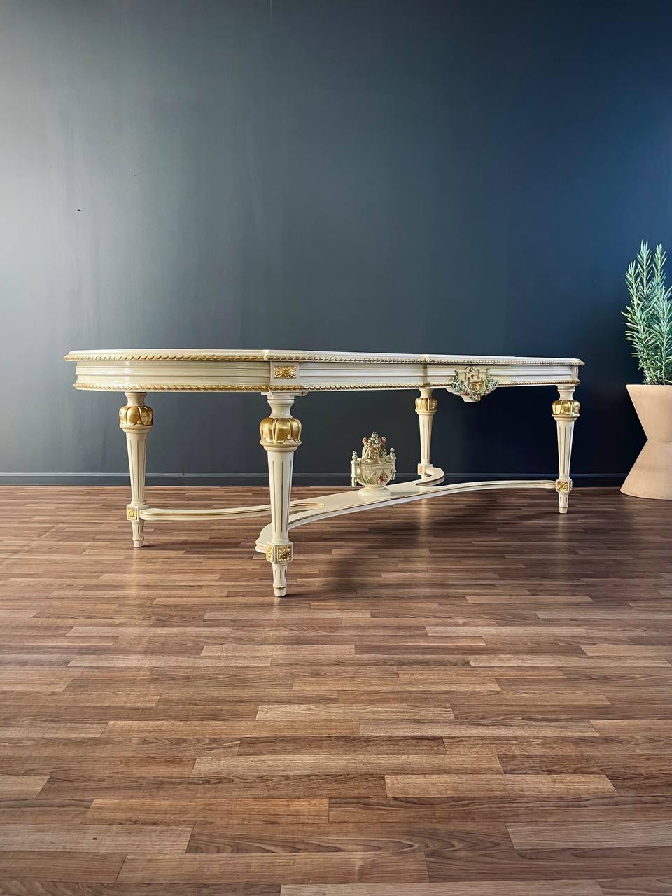 Large Italian French Louis XVI Style Painted and ParcelGilt Dining