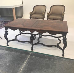 Large Italian Fruitwood and Walnut High Coffee Table
