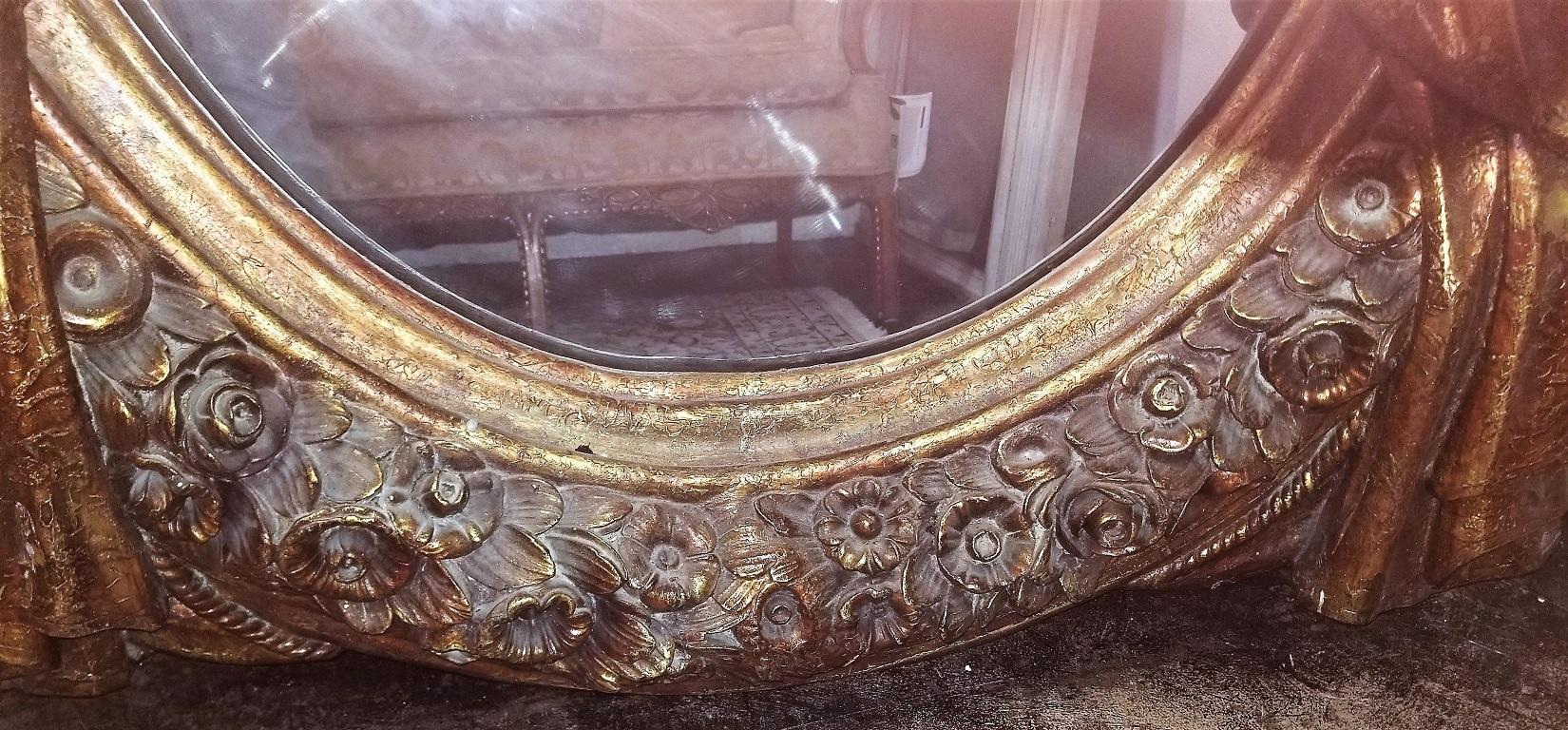 Baroque Large Italian Gilt Cherub or Putti Mirror Frame