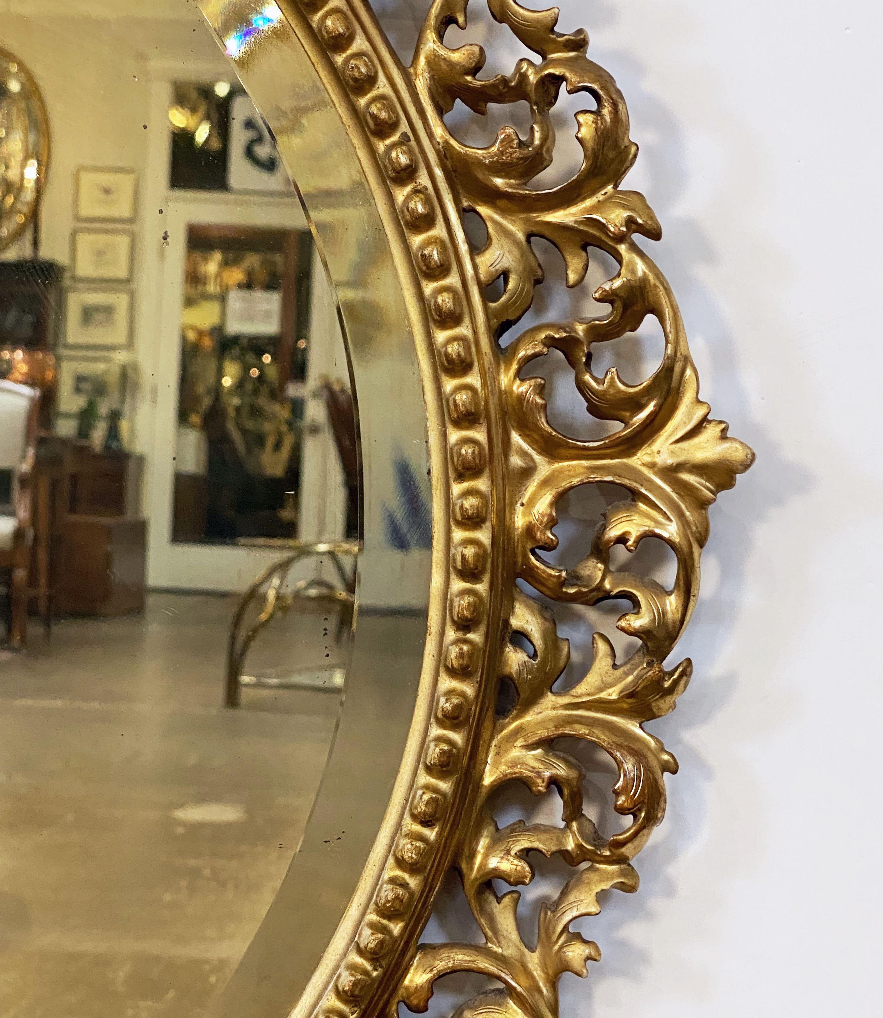 Large Italian Gilt Florentine Round Beveled Mirror (Diameter 27) For Sale 3