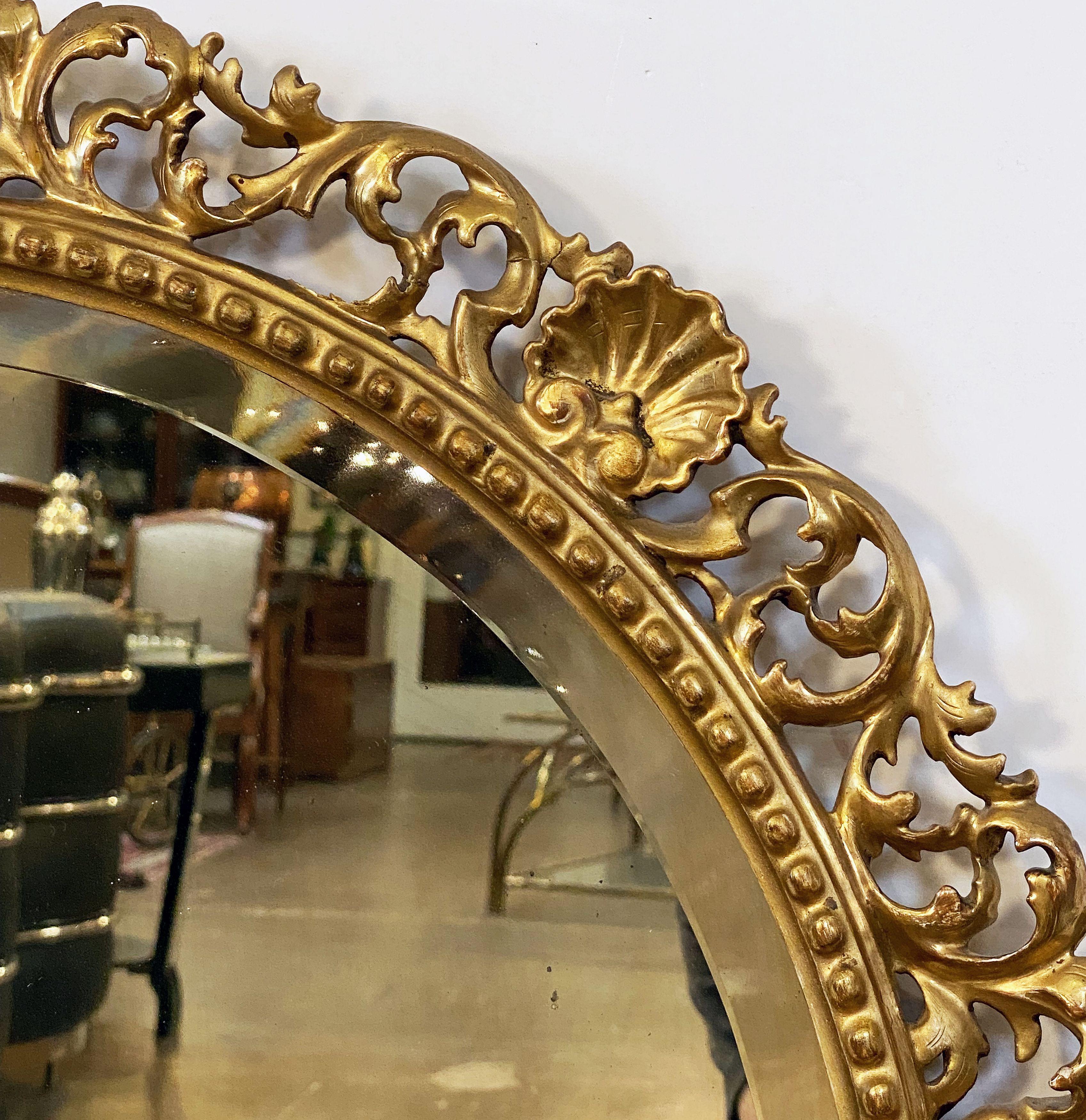 Large Italian Gilt Florentine Round Beveled Mirror (Diameter 27) For Sale 5