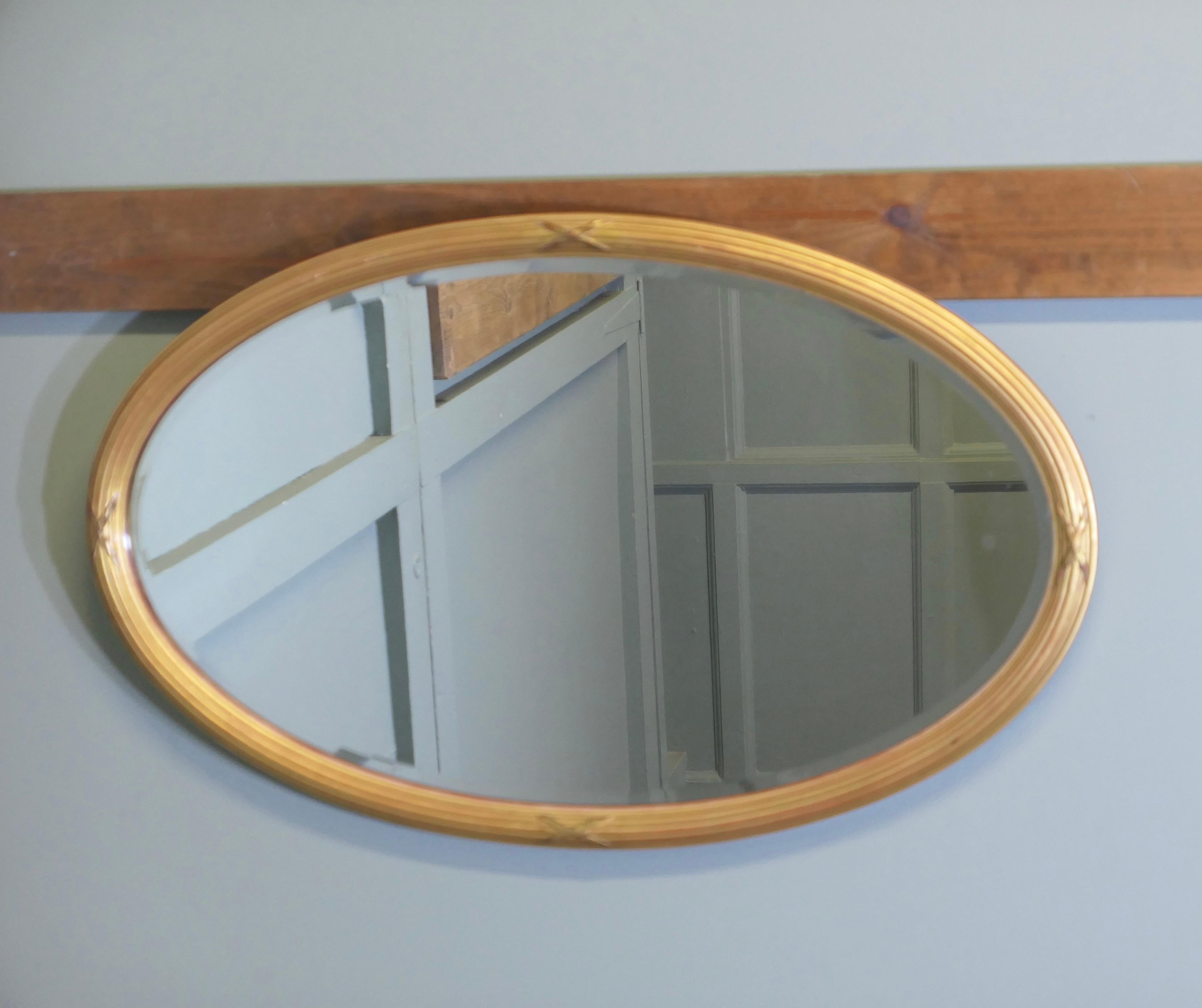 Grande specchio ovale italiano dorato

Questo specchio ha una cornice ovale sagomata larga 1,5