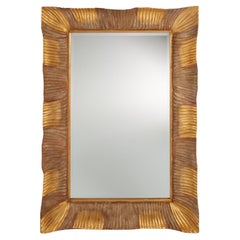 Large Italian Gilt Wood  Beveled Mirror