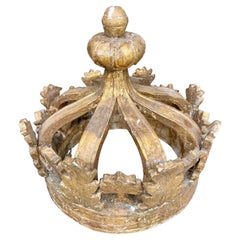 Large Italian Giltwood Ornamental Corona Crown, Late 19th Century
