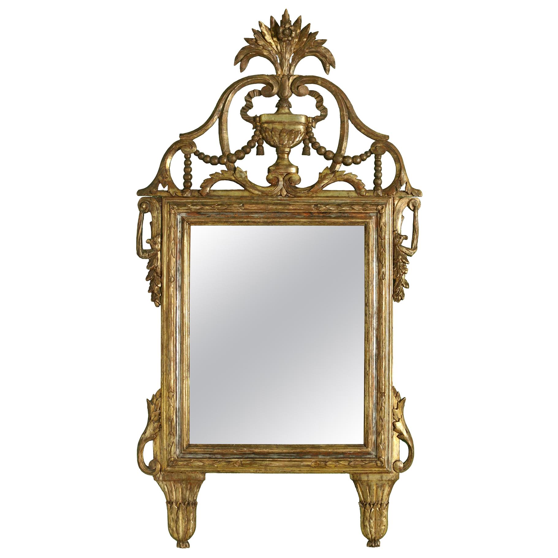 Large Italian Giltwood Antique Mirror