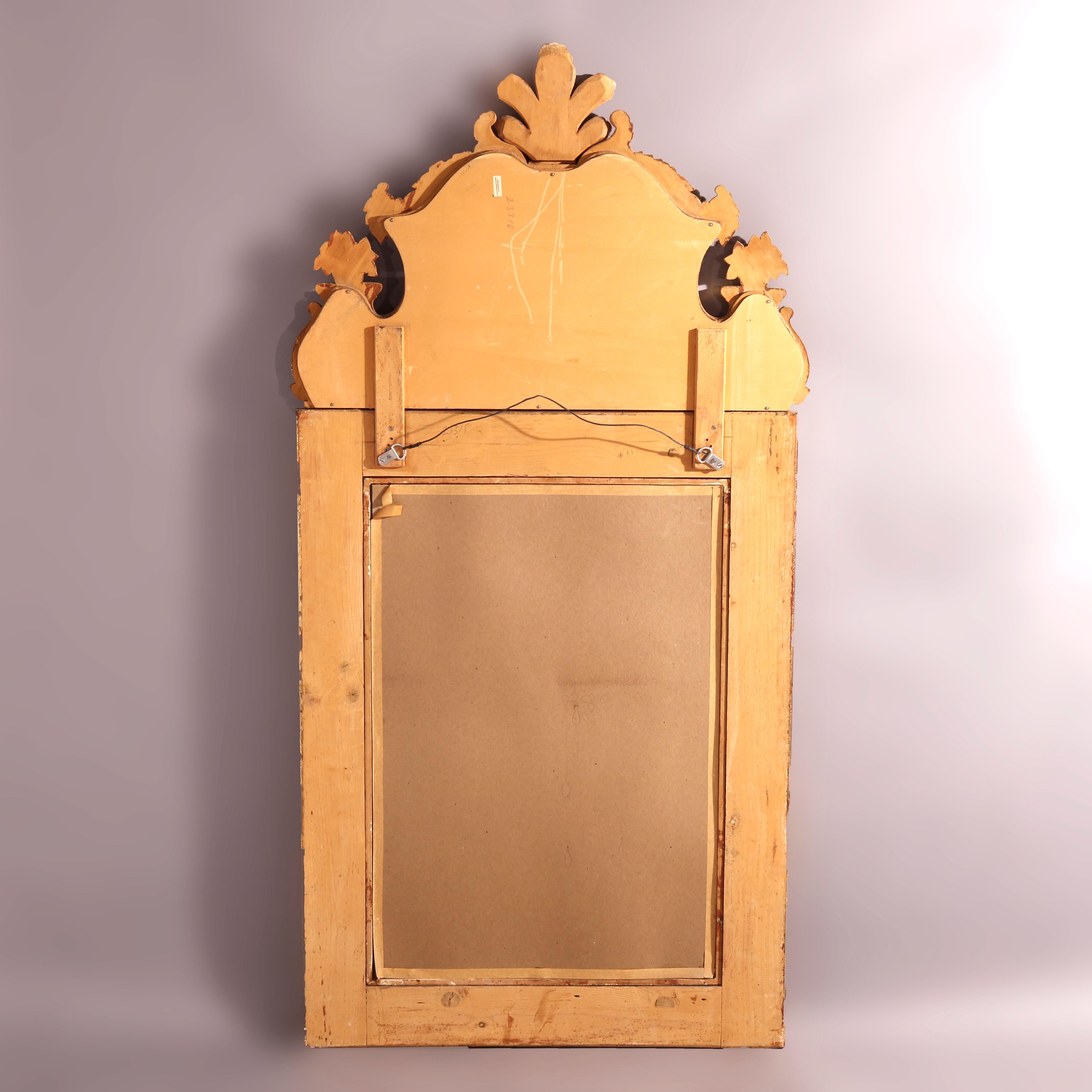 Large Italian Giltwood Parclose Wall over Mantel Mirror, 20th Century For Sale 11