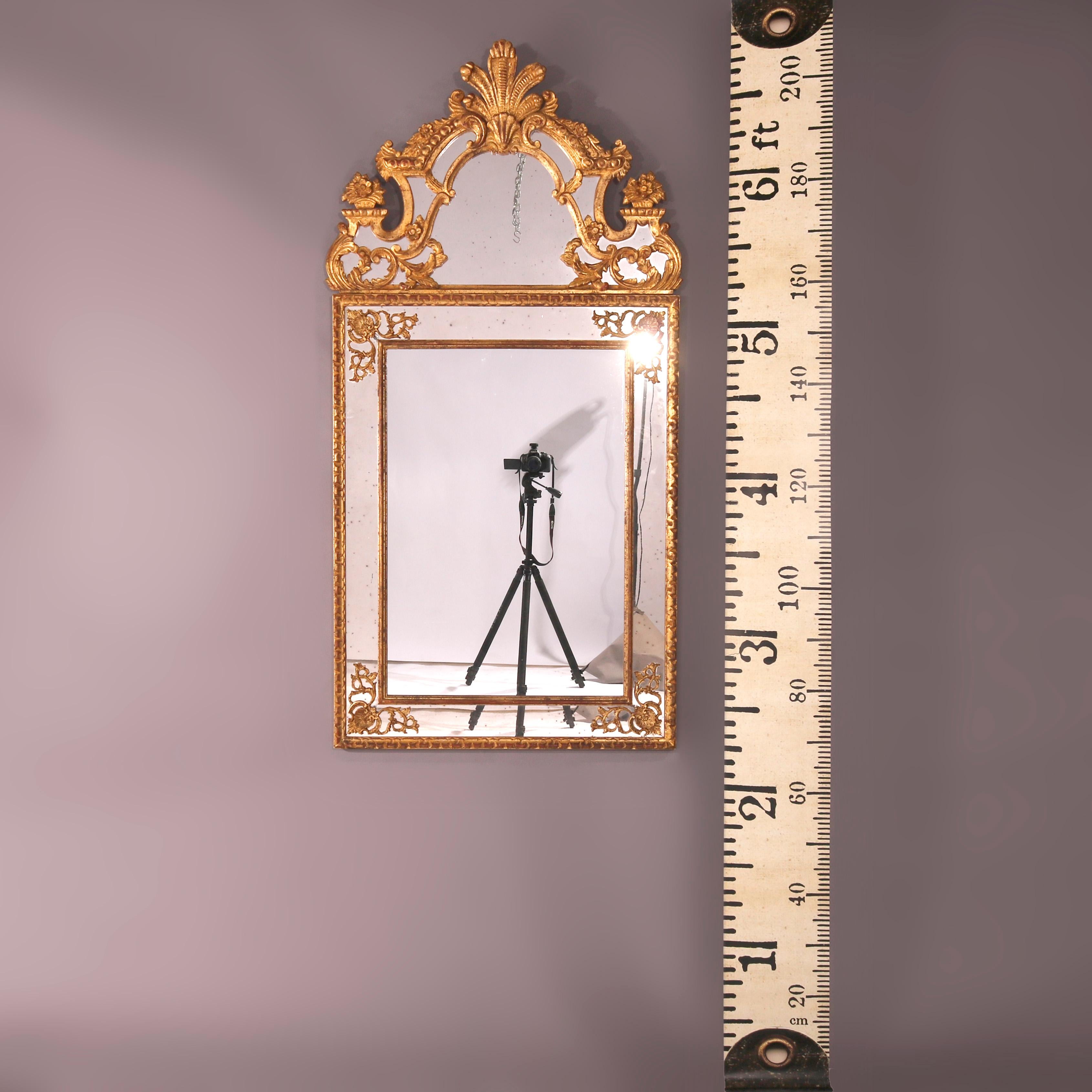 Large Italian Giltwood Parclose Wall over Mantel Mirror, 20th Century In Good Condition In Big Flats, NY