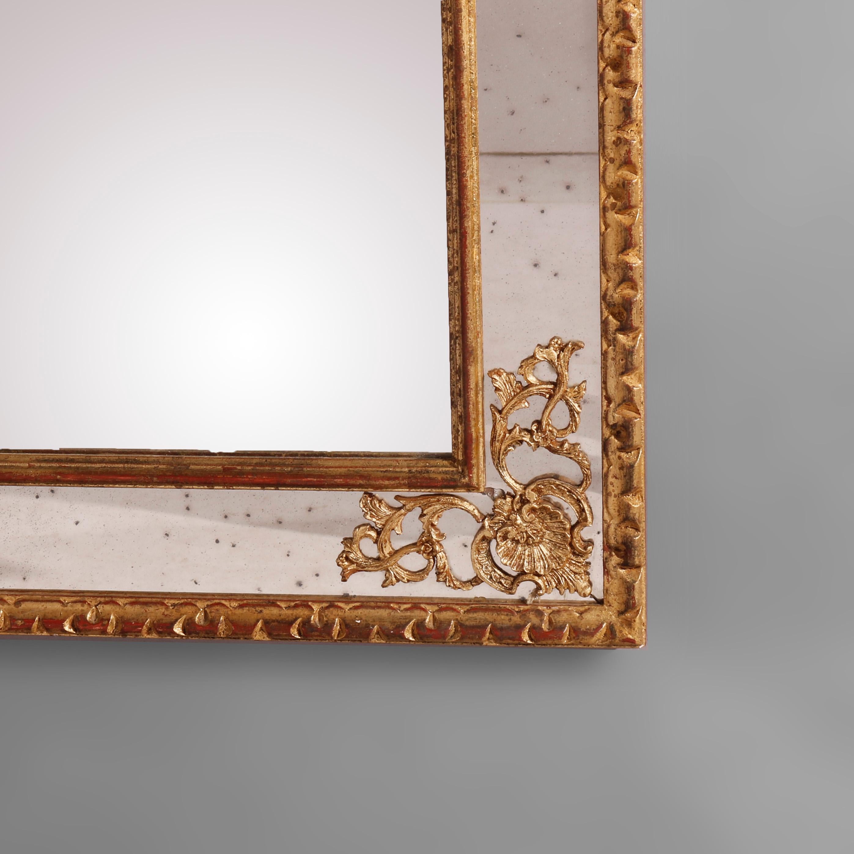 Grand miroir mural de cheminée en bois doré italien, 20ème siècle en vente 2