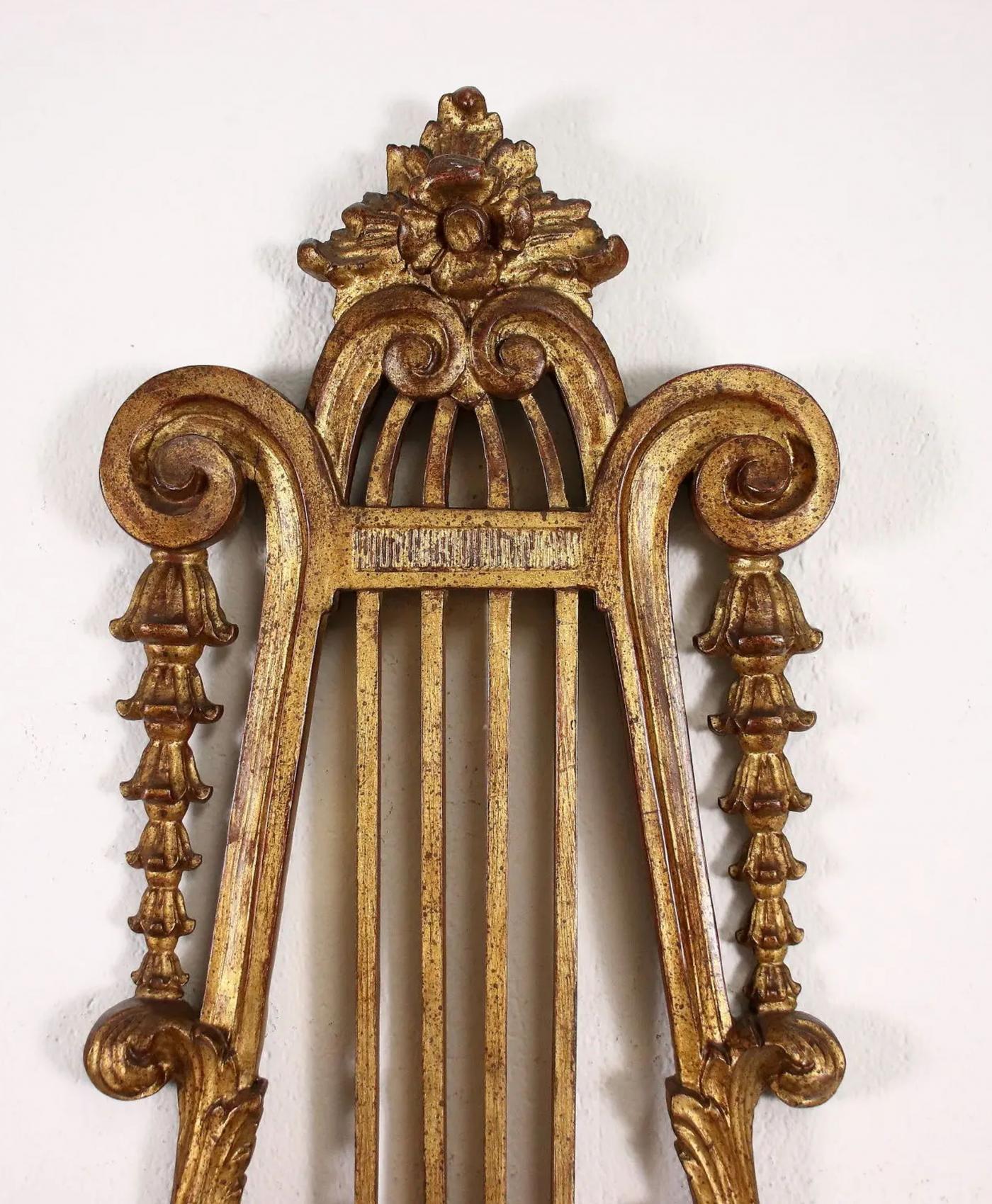 Fer forgé Grande applique italienne en bois doré - vers 1880 en vente