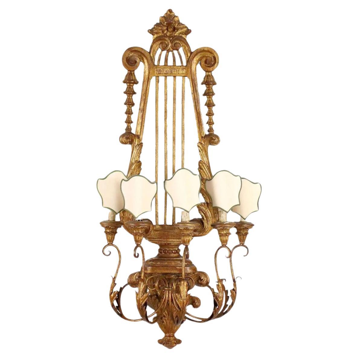 Grande applique italienne en bois doré - vers 1880