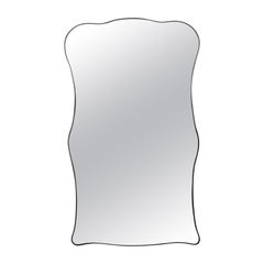 Large Italian Gio Ponti Inspired Brass Mirror