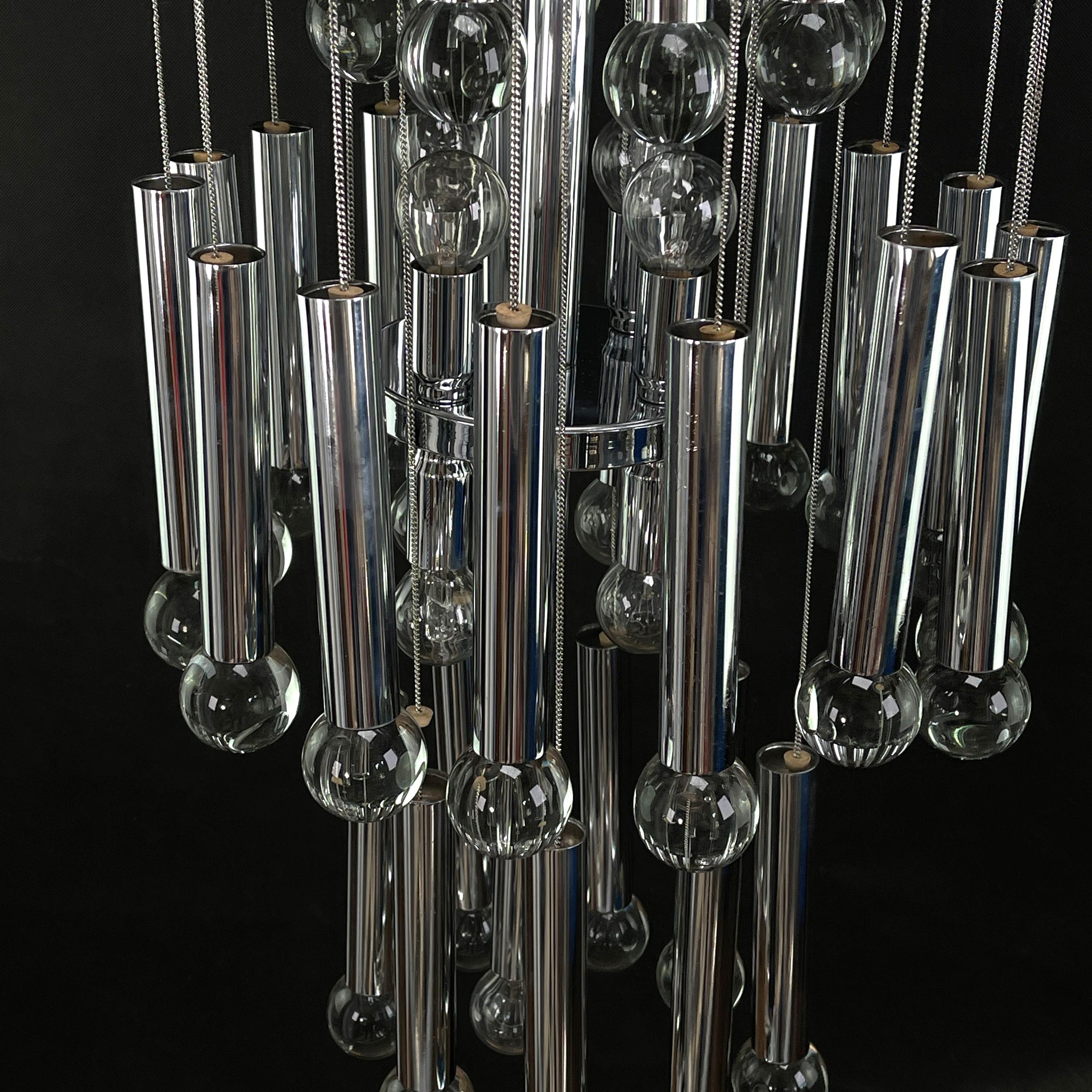 Large Italian Glass Balls Chandelier by Gaetano Sciolari, 1960s For Sale 4
