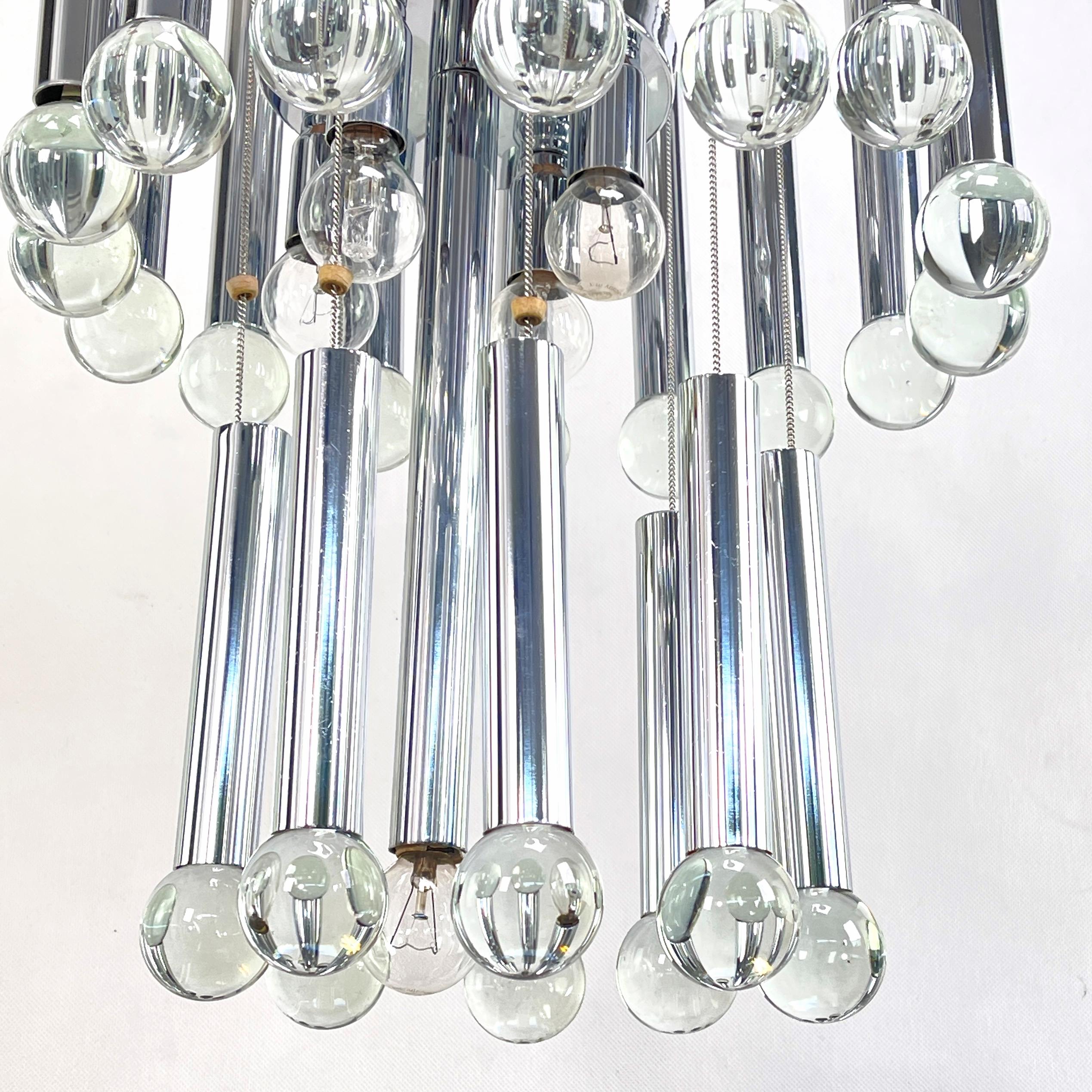 Large Italian Glass Balls Chandelier by Gaetano Sciolari, 1960s For Sale 2