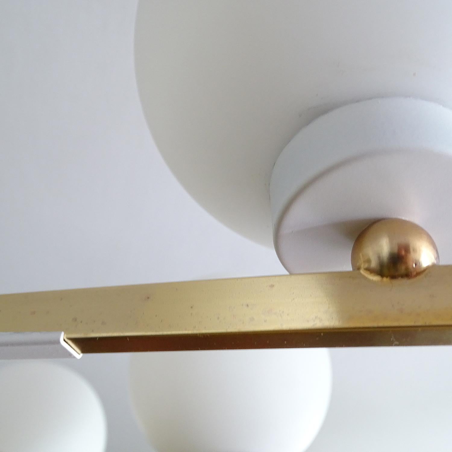 Stunning Stilnovo Pendant Light, Glass Brass, 50s  For Sale 12