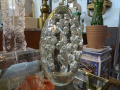 Large Italian Glass Egg with Controlled Bubbles Attributed to Barbini