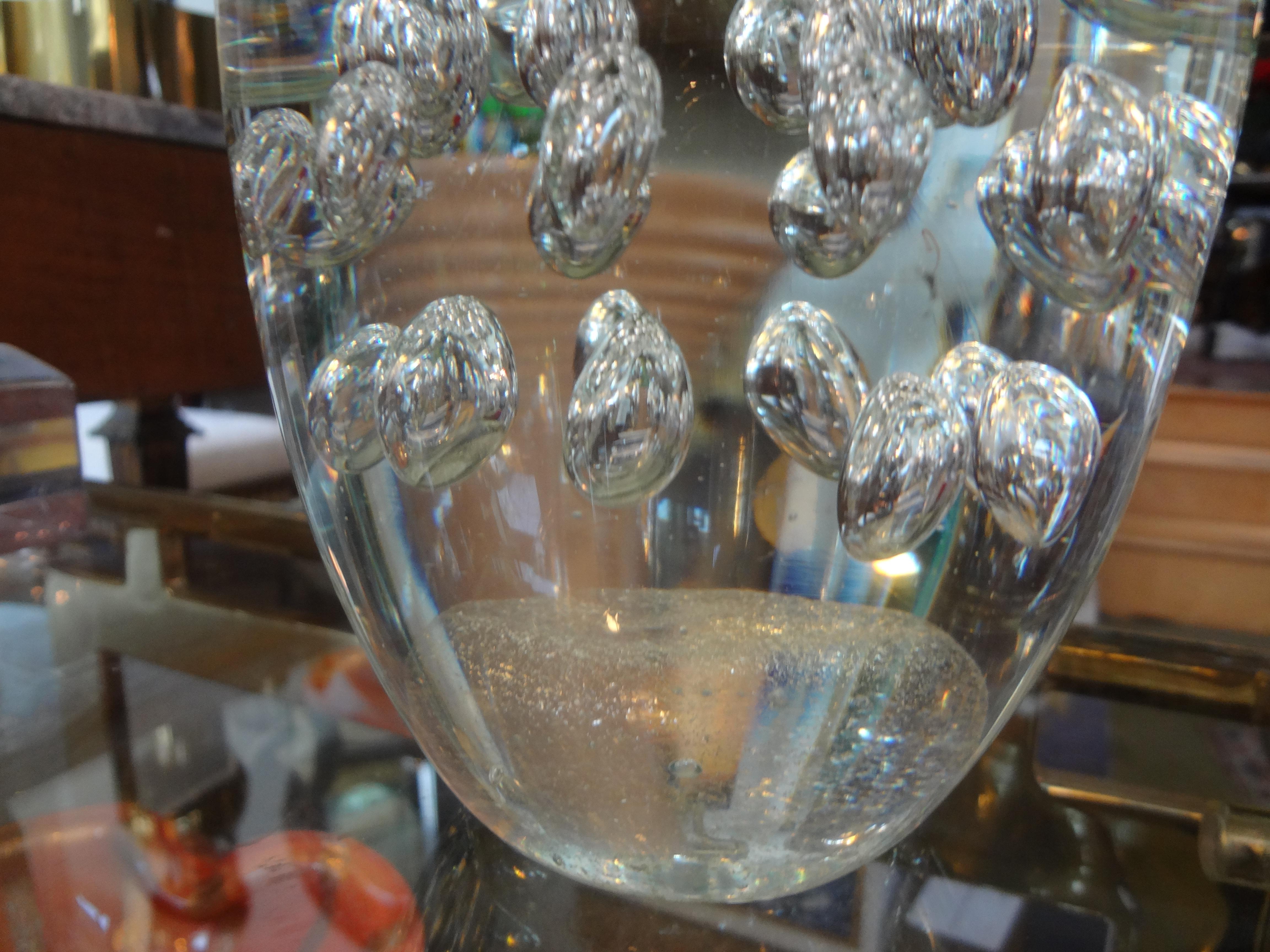 Mid-20th Century Large Italian Glass Egg with Controlled Bubbles Attributed to Barbini For Sale