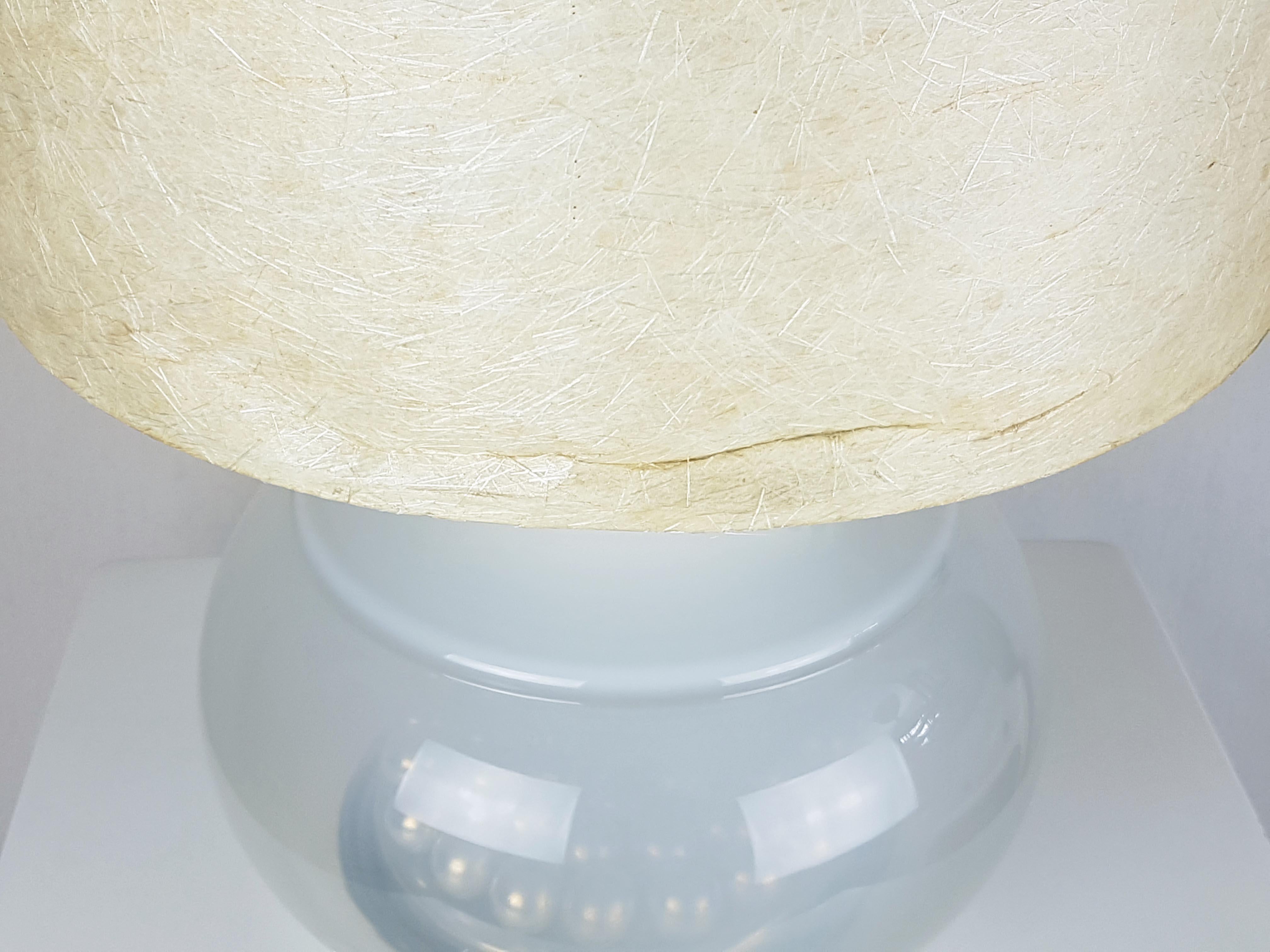 Gran lámpara de sobremesa italiana de los años 70 de cristal, plástico plateado y fibra de vidrio en venta 9