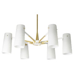 Large Italian Glass Sunburst Chandelier, Stilnovo, 1950s