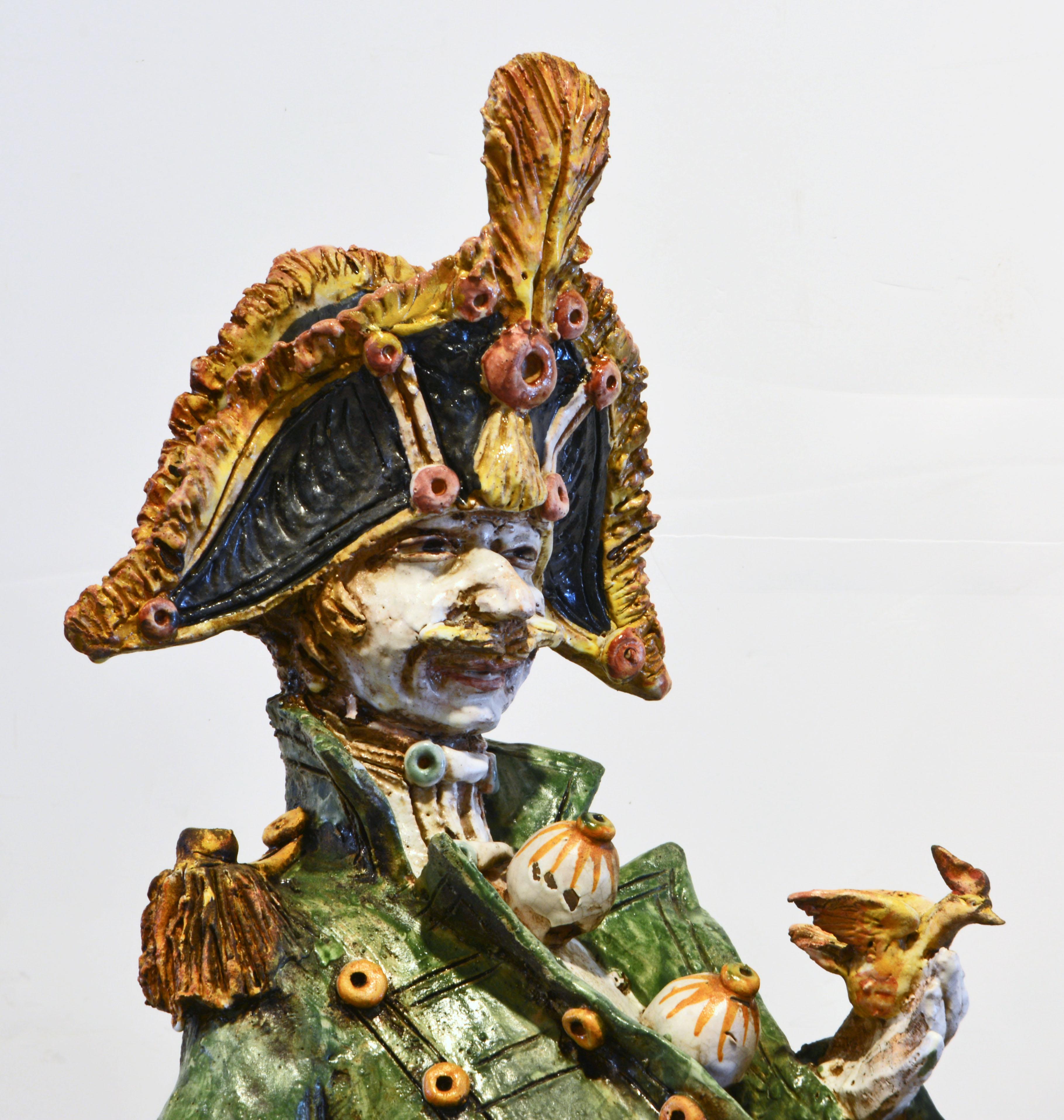 Large Italian Glazed Ceramic Sculpture of a Drinking General by Diego Poloniato 2