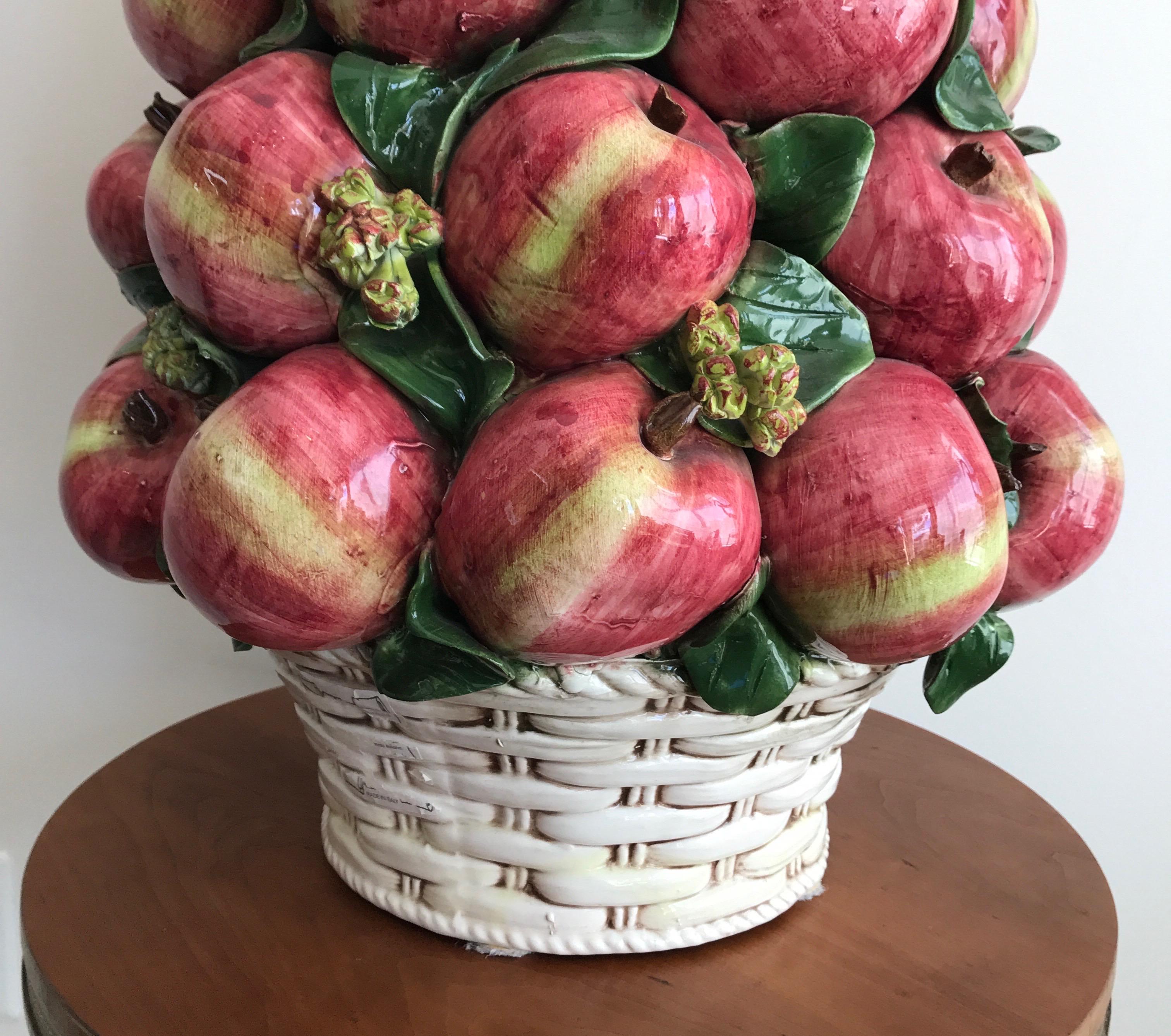 Large Italian apple topiary centerpiece.