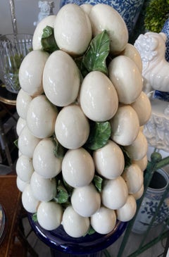 1970s Lifesize Italian Glazed Terracotta Egg Centerpiece