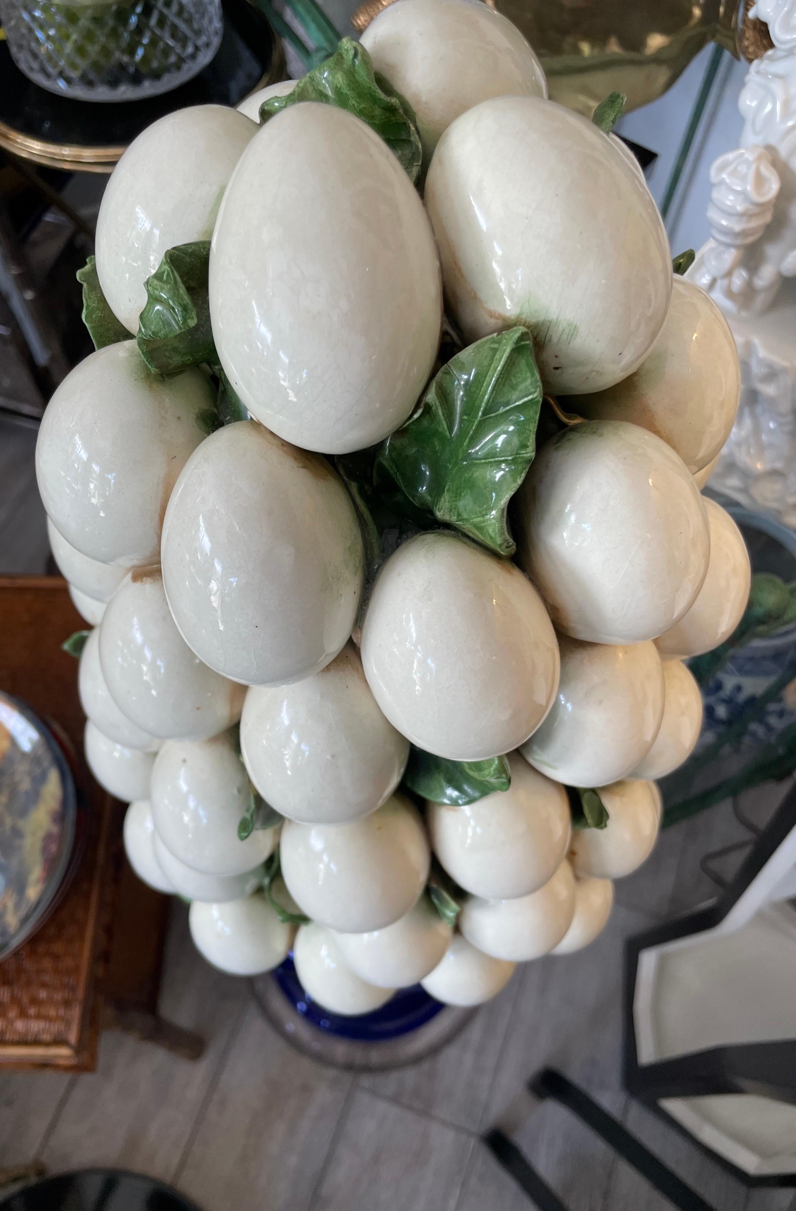 Large Italian Glazed Terracotta Egg Centerpiece In Good Condition For Sale In West Palm Beach, FL