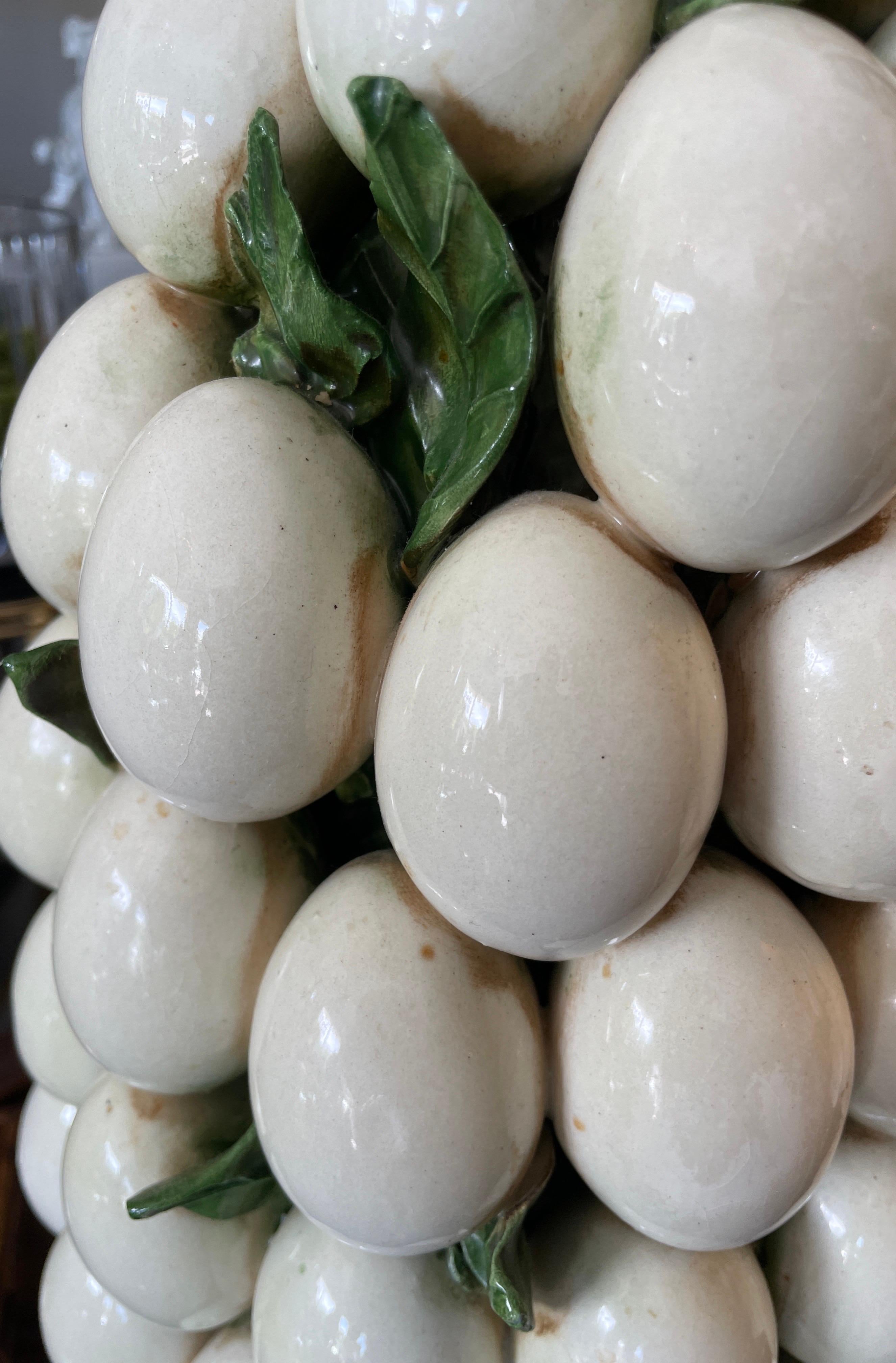 Large Italian Glazed Terracotta Egg Centerpiece For Sale 1