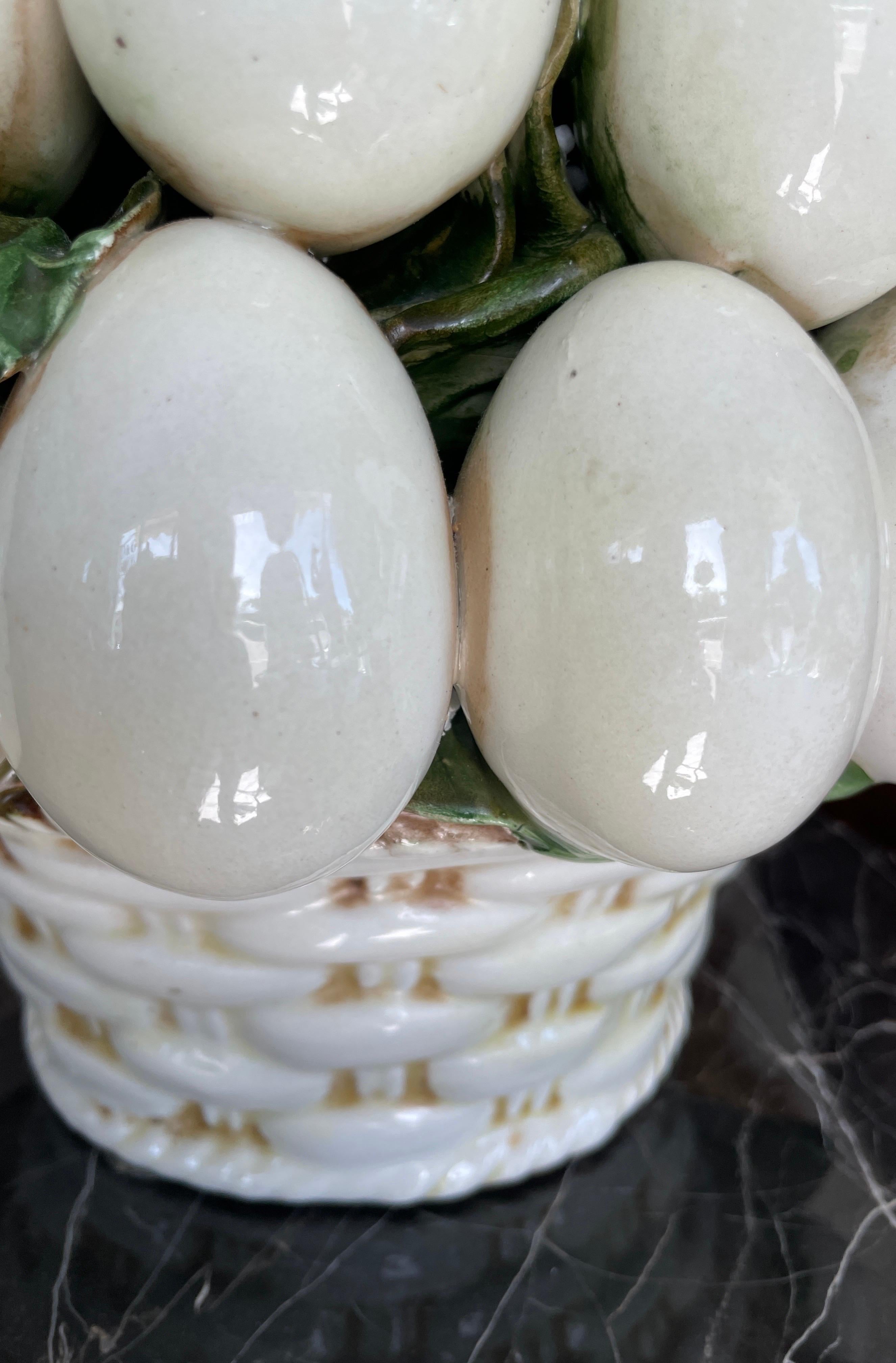 Large Italian Glazed Terracotta Egg Centerpiece For Sale 2