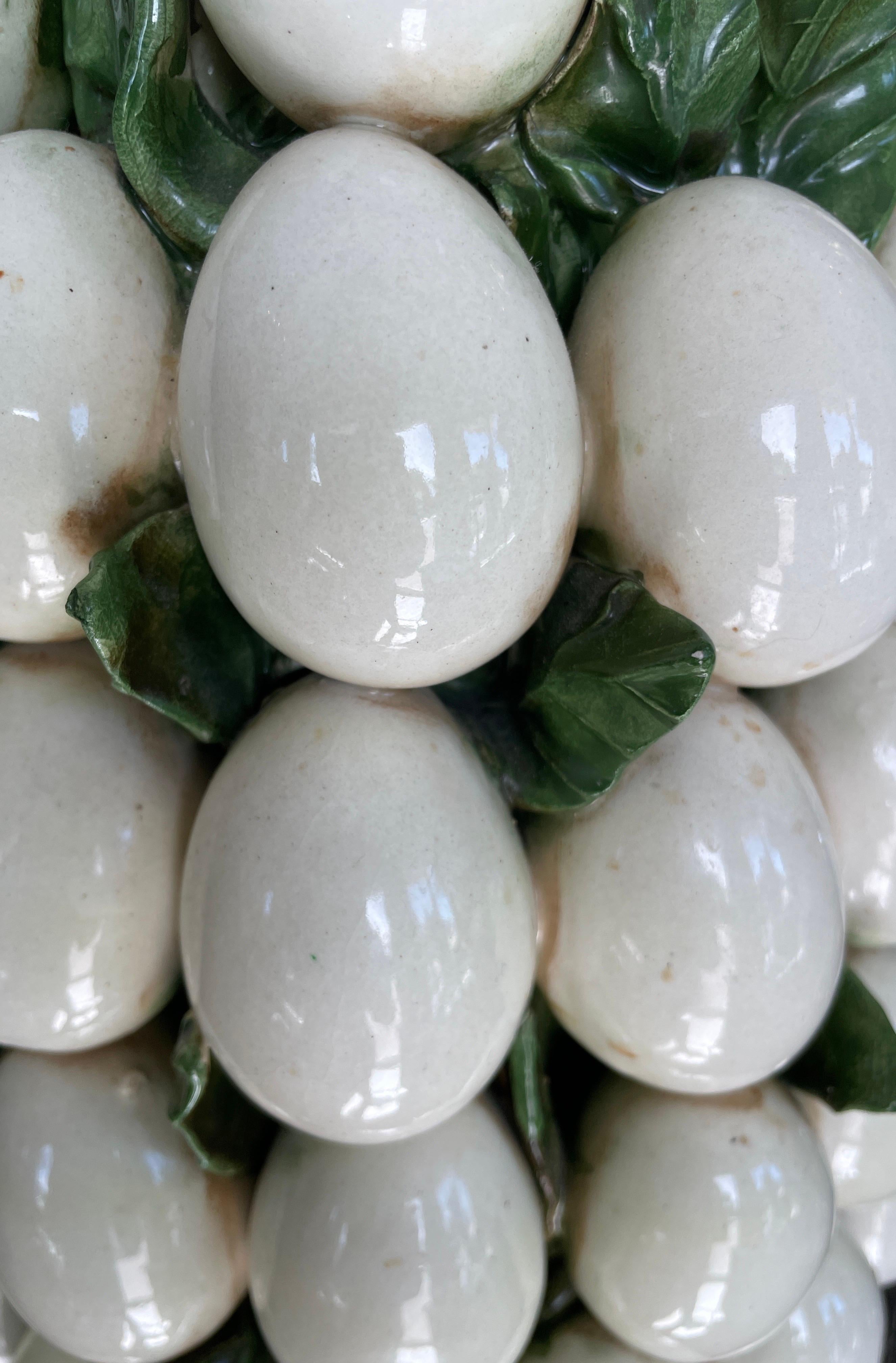 Large Italian Glazed Terracotta Egg Centerpiece For Sale 3