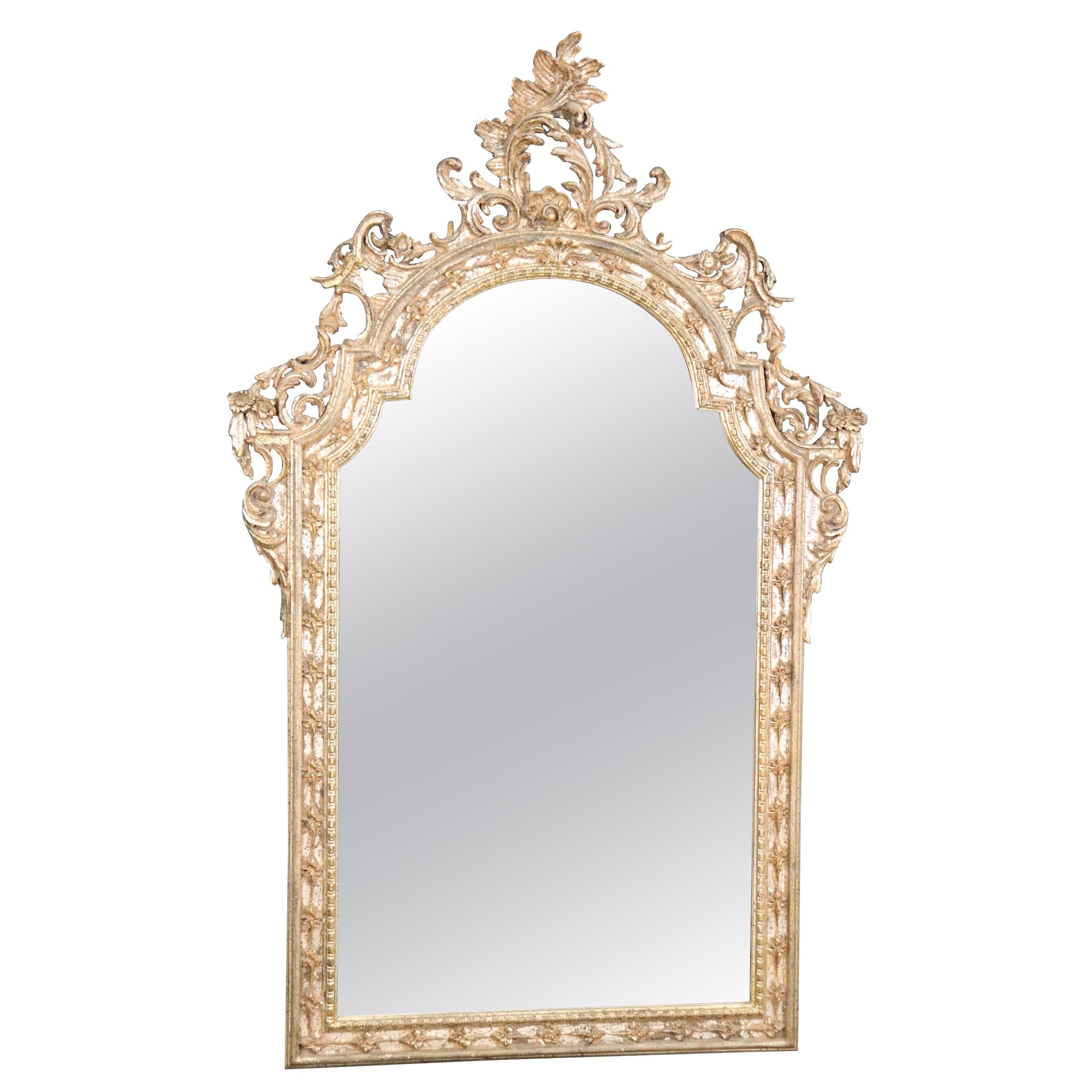 Large Italian Gold Leaf Gilded Italian Rococo Wall Mirror