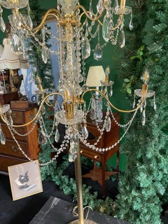 Large Italian Gold Plated & Crystal Chandelier Standard Lamp