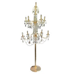 Large Italian Gold Plated & Crystal Chandelier Standard Lamp