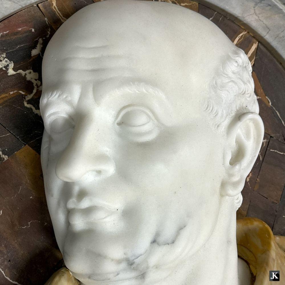 Classical Roman Large Italian Grand Tour Style Mixed Marble Emperor Wall Plaque For Sale