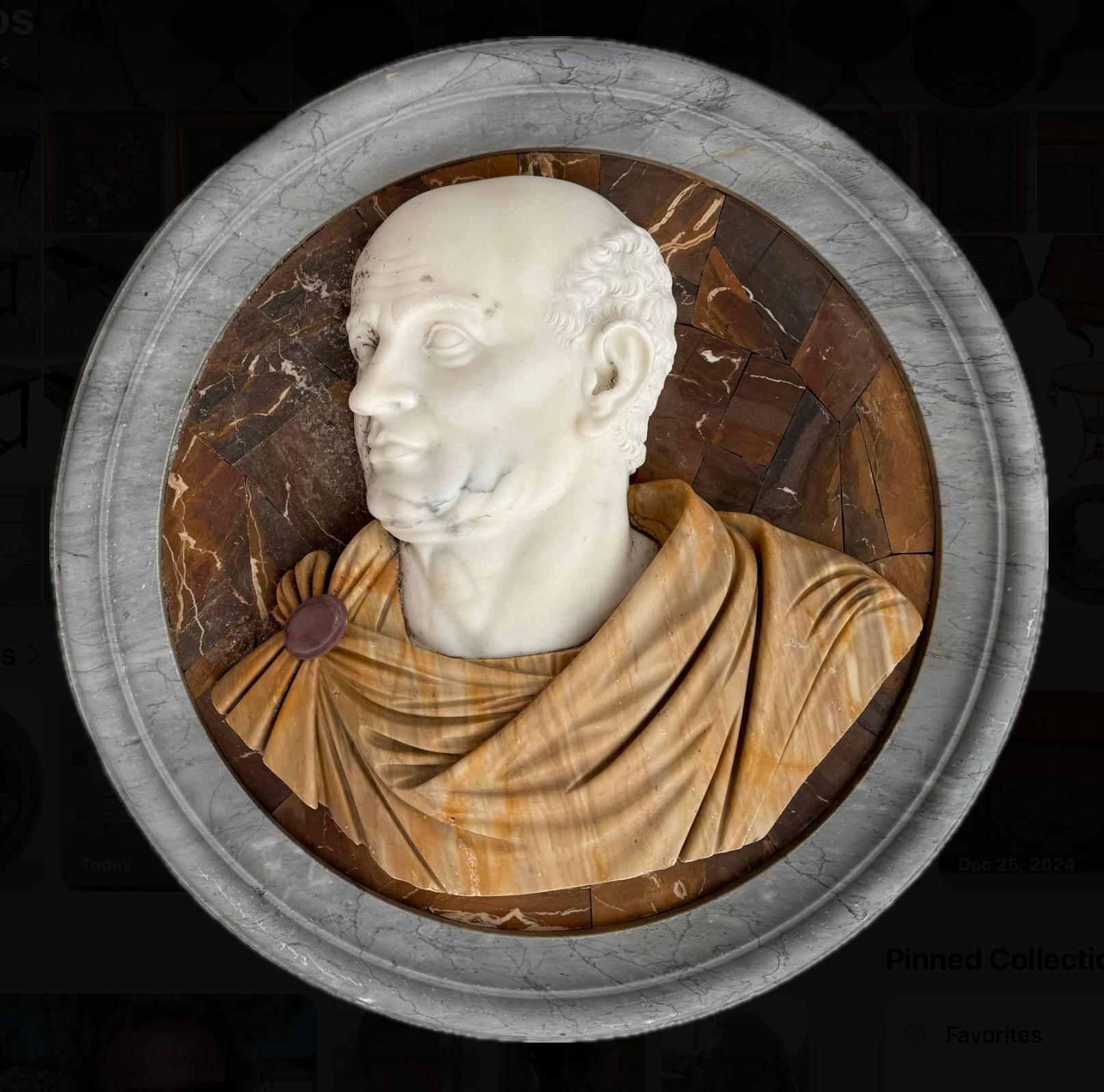 Large Italian Grand Tour Style Mixed Marble Emperor Wall Plaque For Sale 2