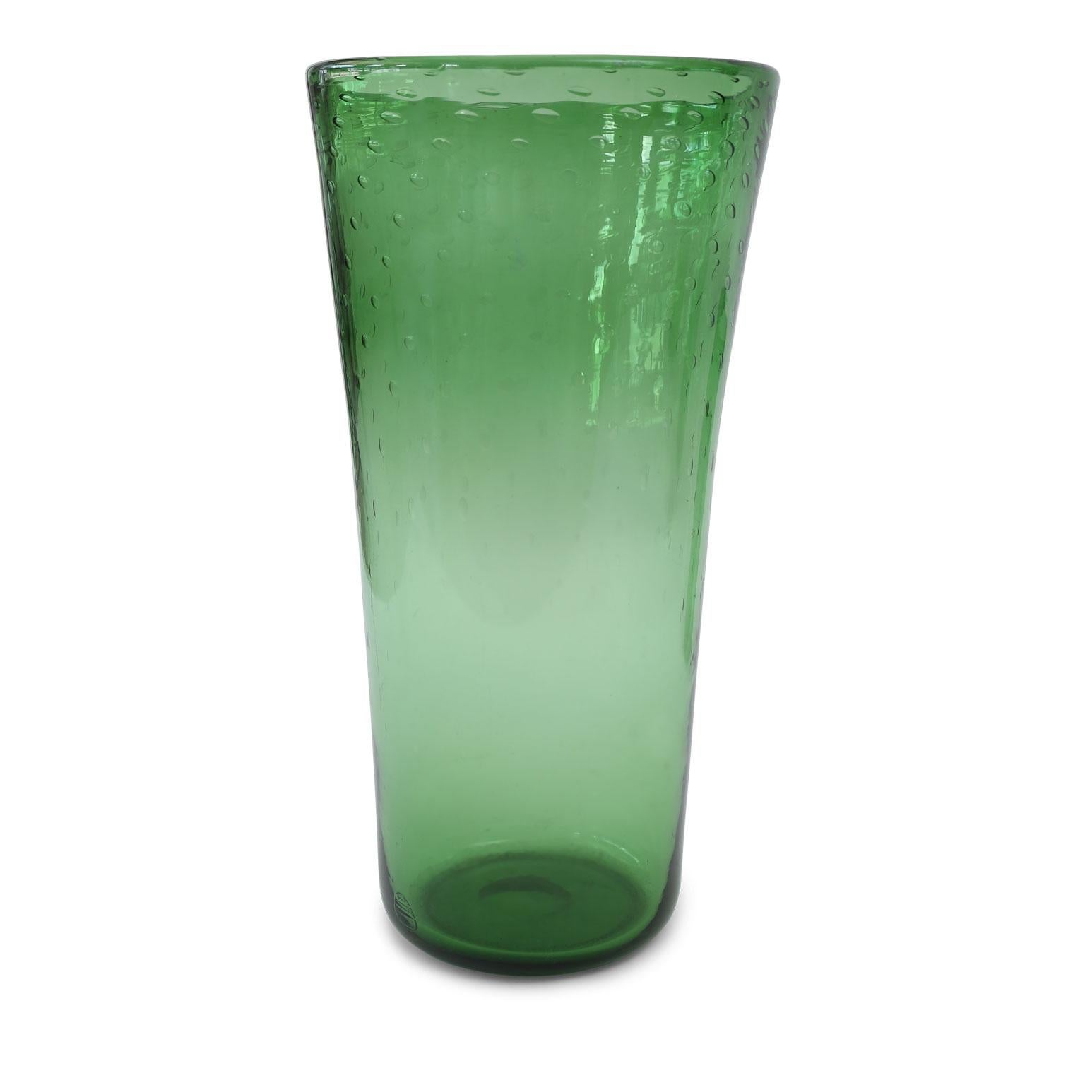 Mid-Century Modern Large Italian Green Glass Vase