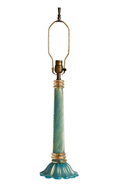 Large Italian Green & Gold Murano Glass Coronado D'Ore Lamp by Barovier & Toso