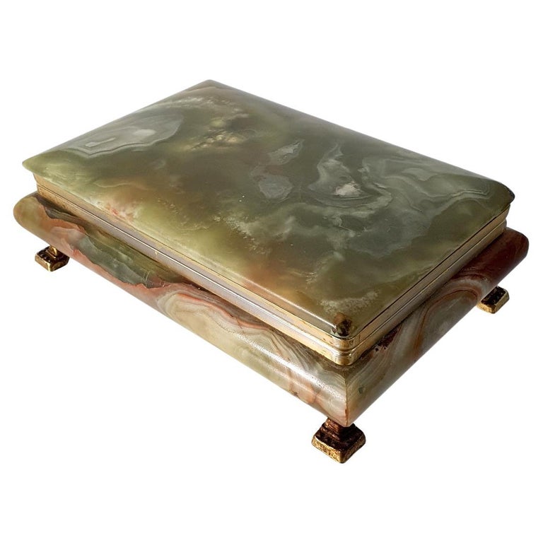 Large Italian Green Onyx Marble Box at 1stDibs