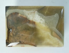 Large Italian Green Onyx Marble Box with Lionfeet